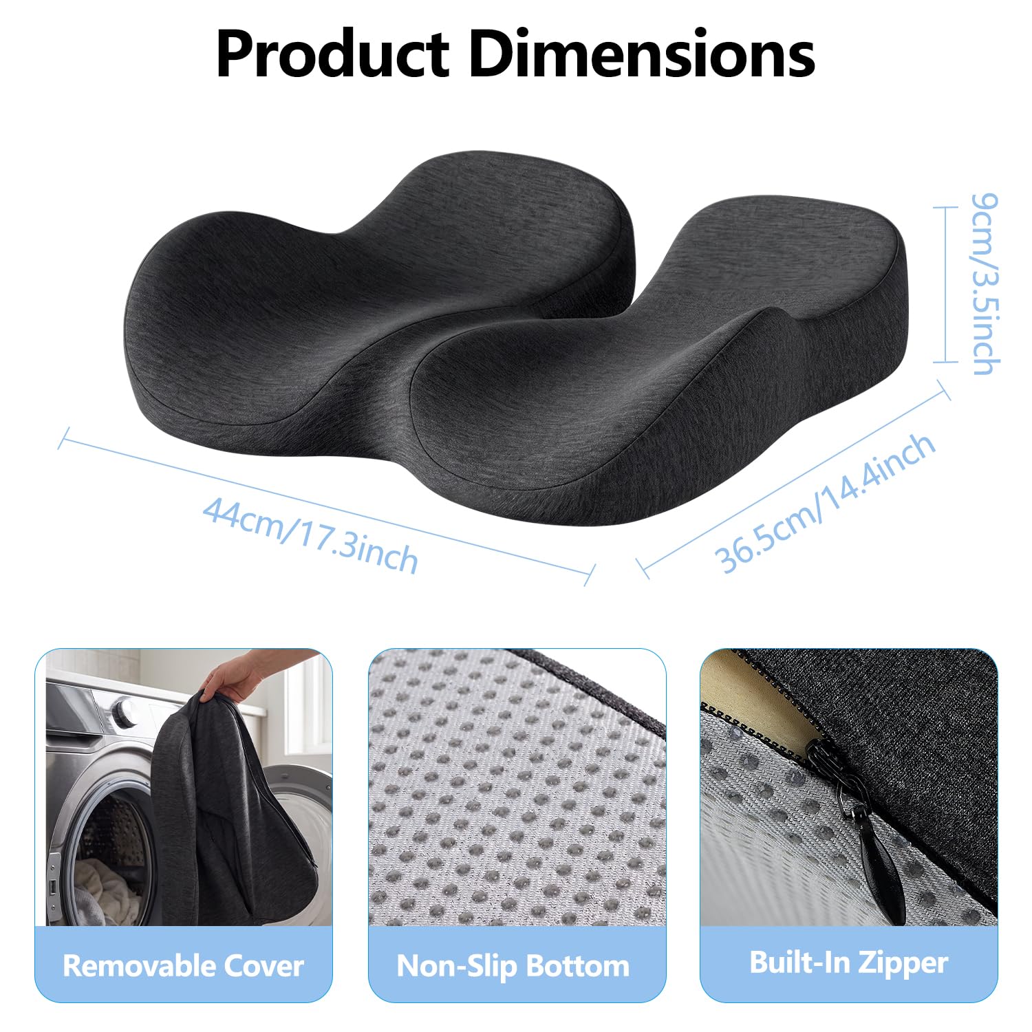 OWill Coussin Coccyx Mousse Mémoire Ergonomique Bureau Voiture Grossesse | Confort assise prolongée,Soutien coccyx ergonomique,Bureau, voiture, grossesse,fauteuil roulant,Mousse mémoire dense