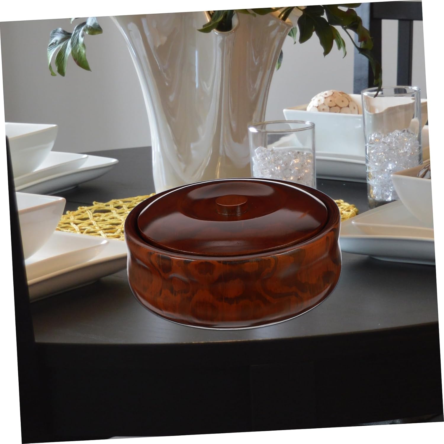 Wooden Snacks Bowl with Cover Retro Style Fruit Platter Holder for Home and Store Use Snack Box for Fruits Desserts and Easy Cleaning