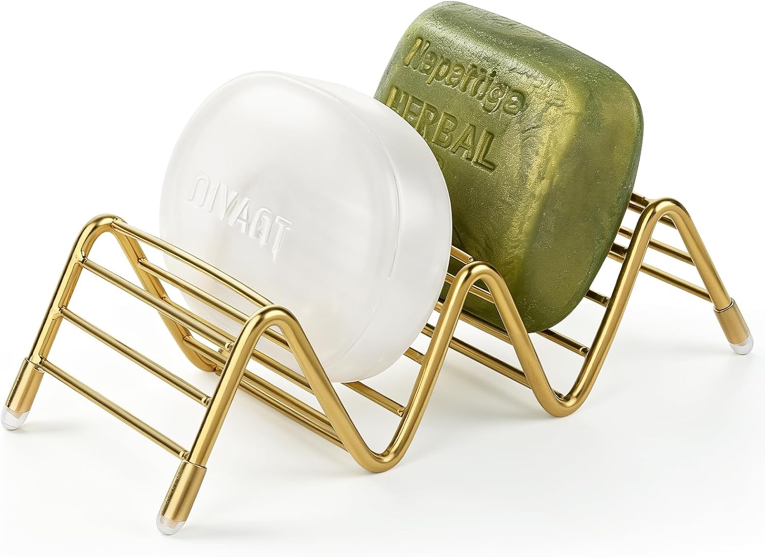 Stainless Steel Soap Dish Self Draining Bar Soap Holder, Gold