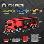 TG BLOCKS Micro Brick Car Transporter with 3 Sports Cars Building Set - Kids Truck Toy with Carrier & Trailer, Gift Idea for Teens 8+ Boys & Girls