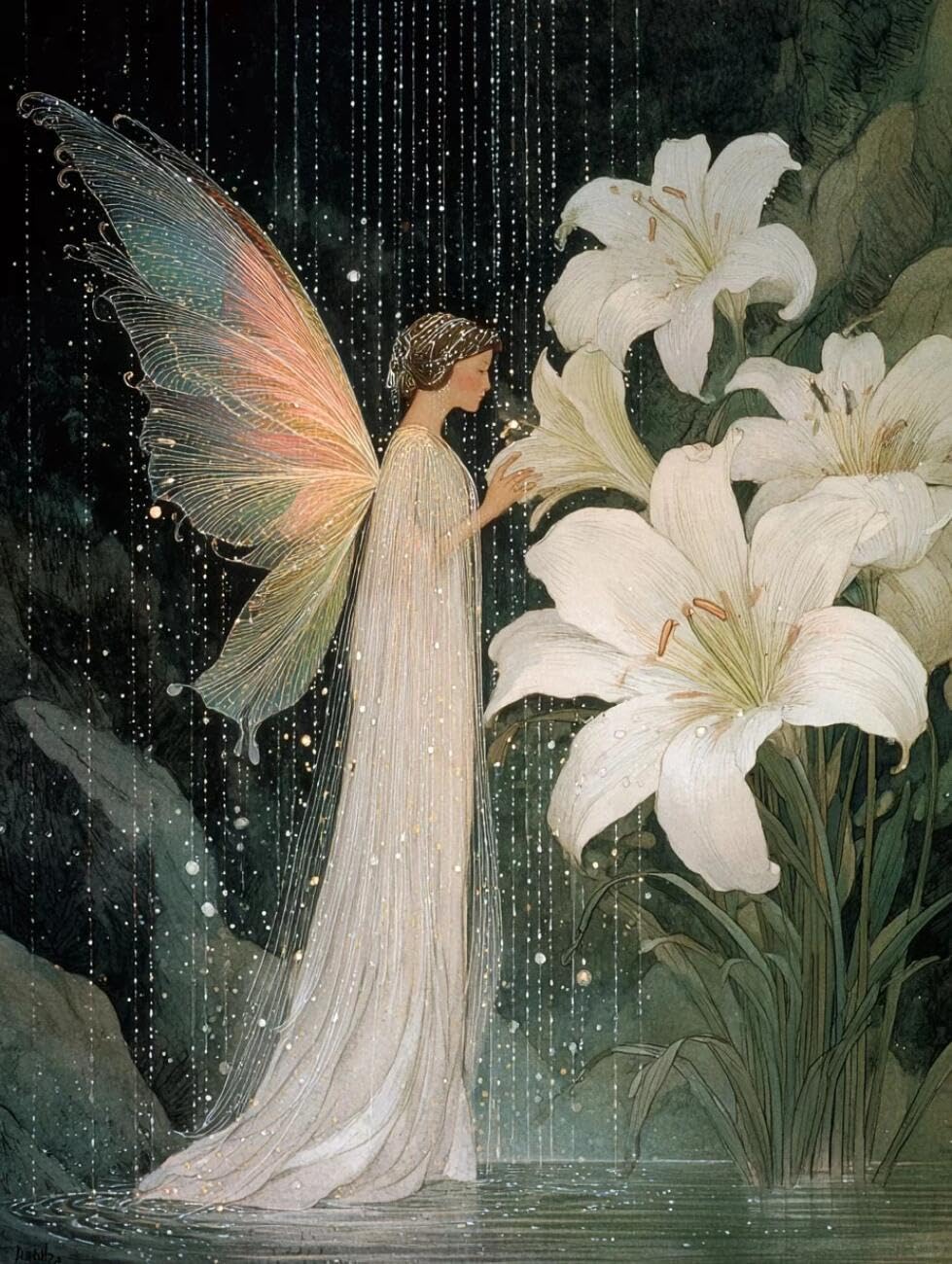 Henypt Cross Stitch Kit Fairy Tale Elf DIY Needlepoint Set for Beginners The Elderly with Accessories Handmade DIY/Gifts 14CT 40x50cm