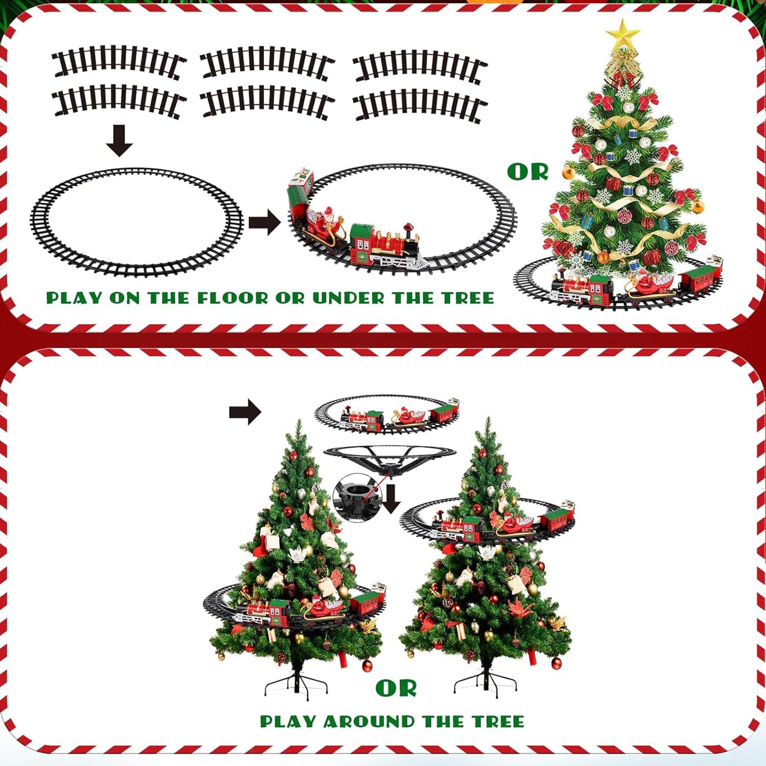 Tren Juguete para Niños,Juego de Tren eléctrico para Colgar en el árbol de Navidad,Tren eléctrico Infantil con Sonidos,Conjunto Navideño de Vías,Tren de Navidad Eléctrico (18P