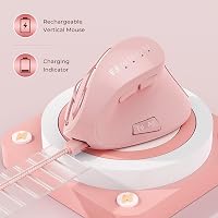 seenda Vertikális Ergonomikus Egér - Bluetooth + 2.4G Vezeték Nélküli, Rózsaszín, Újratölthető, Többeszközös Kompatibilitás Windows/Mac/Andr 6
