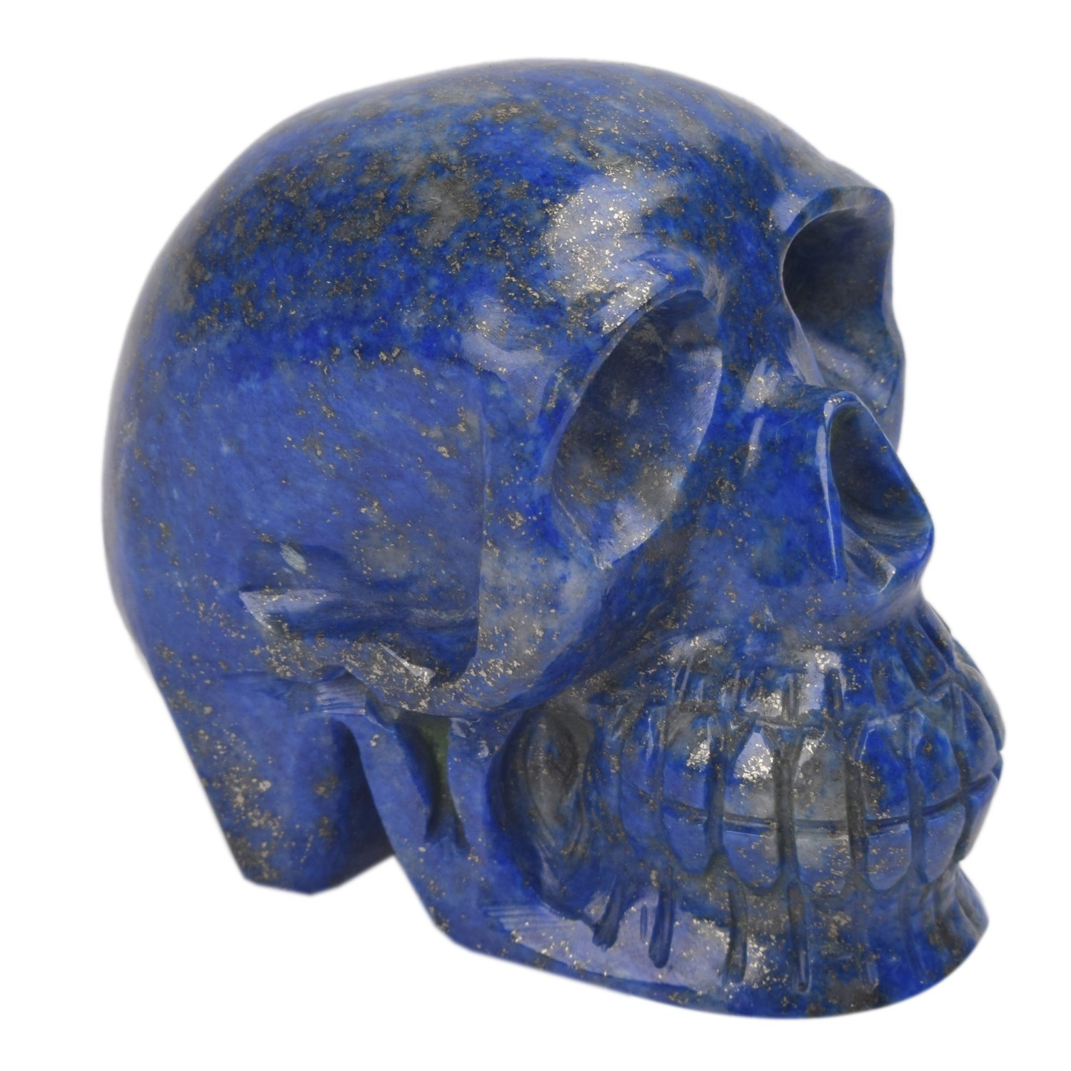 天然石ラピスラズリのスカル 置物 彫物NO.101110 天然石ラピスラズリの