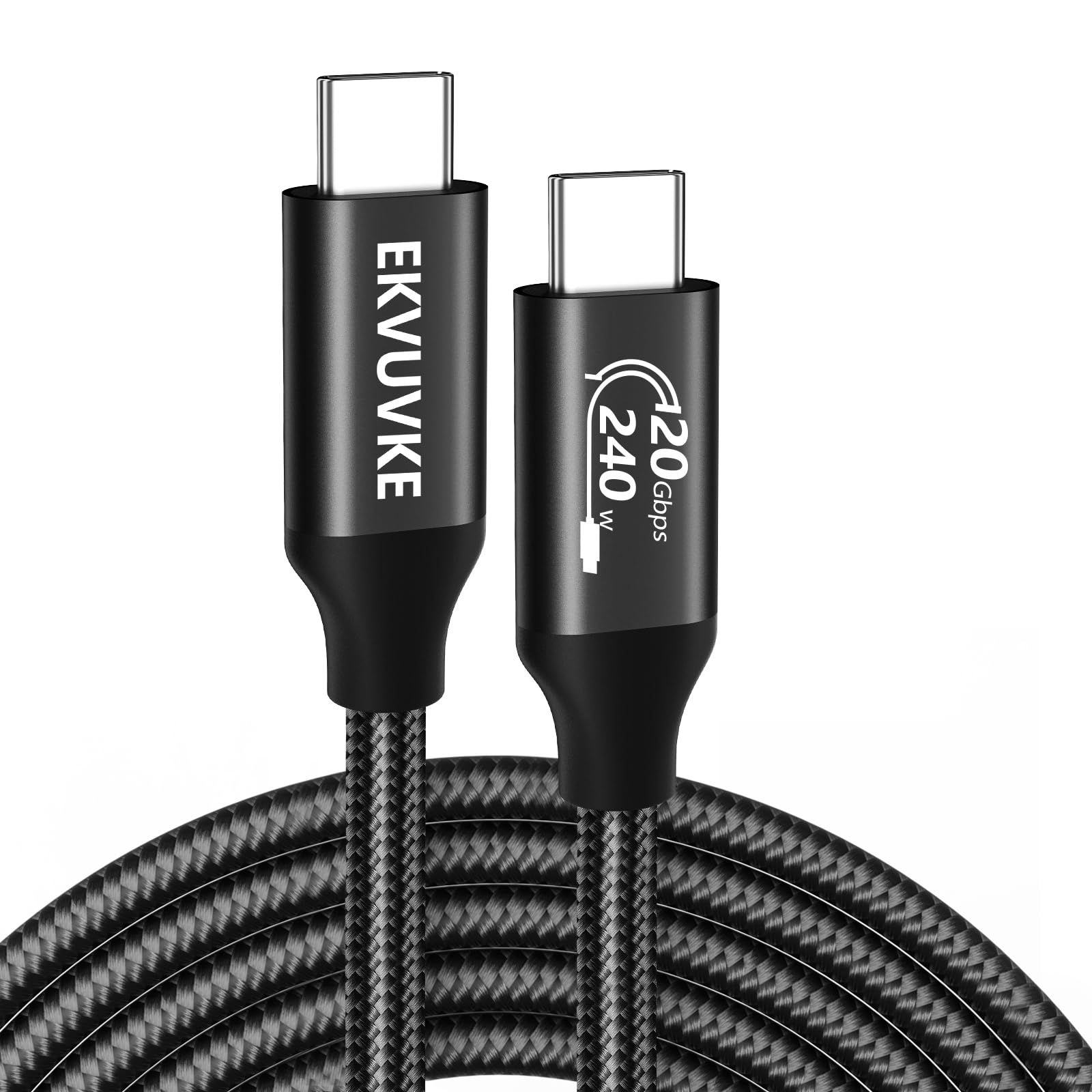 Cable de monitor USB C de 6.6 pies, 240 W, 4K a 60 Hz, 20 Gbps, cable de transferencia de datos USBC 3.2 Gen 2x2 tipo C a tipo C, cable de video y alimentación para iPhone 16/15 Plus Pro Max