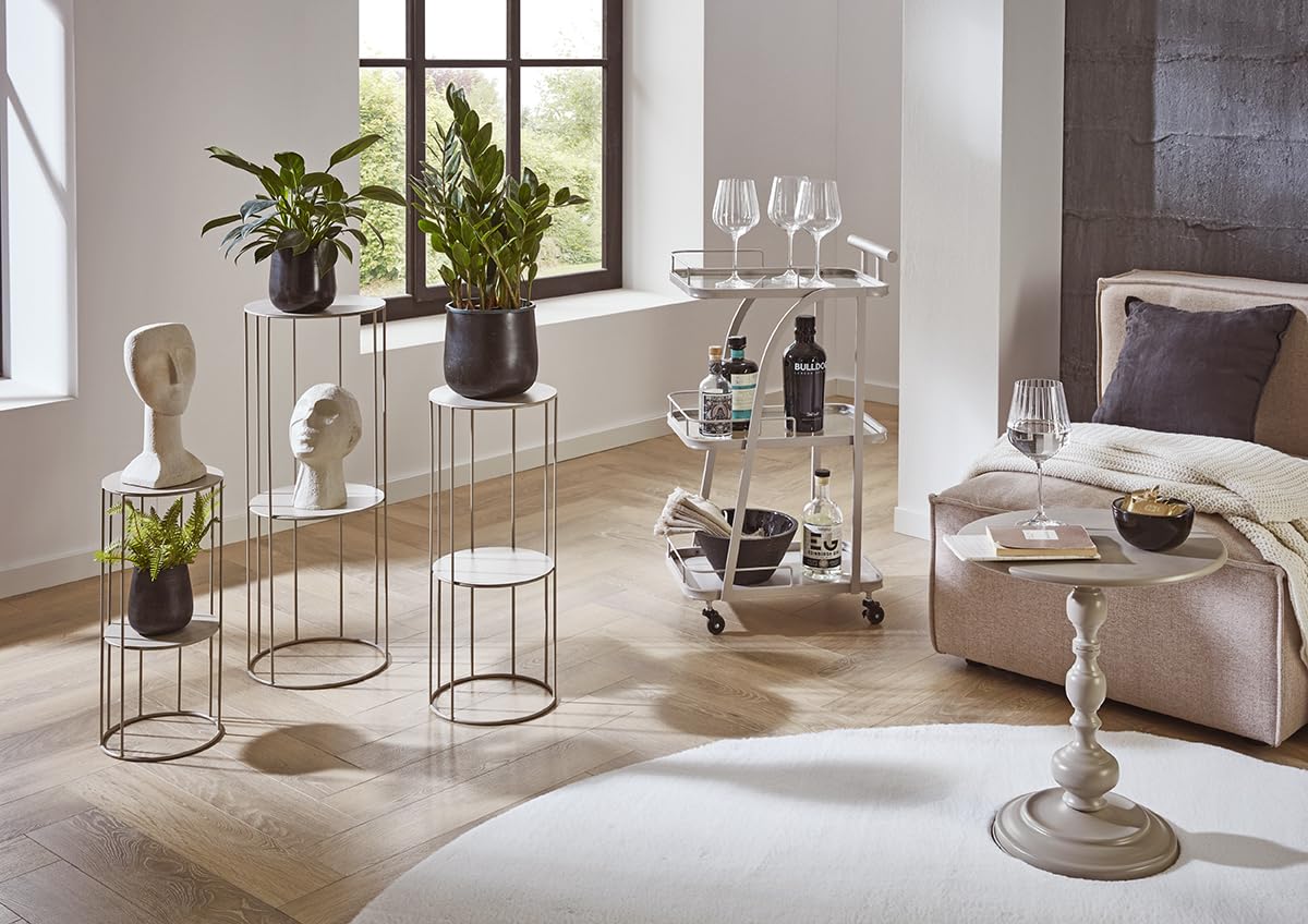 HAKU Table d'appoint Ronde Gris Cachemire en métal, Petite Table Basse Ronde - Dimensions : H 46 x Ø 42 cm Style : Moderne