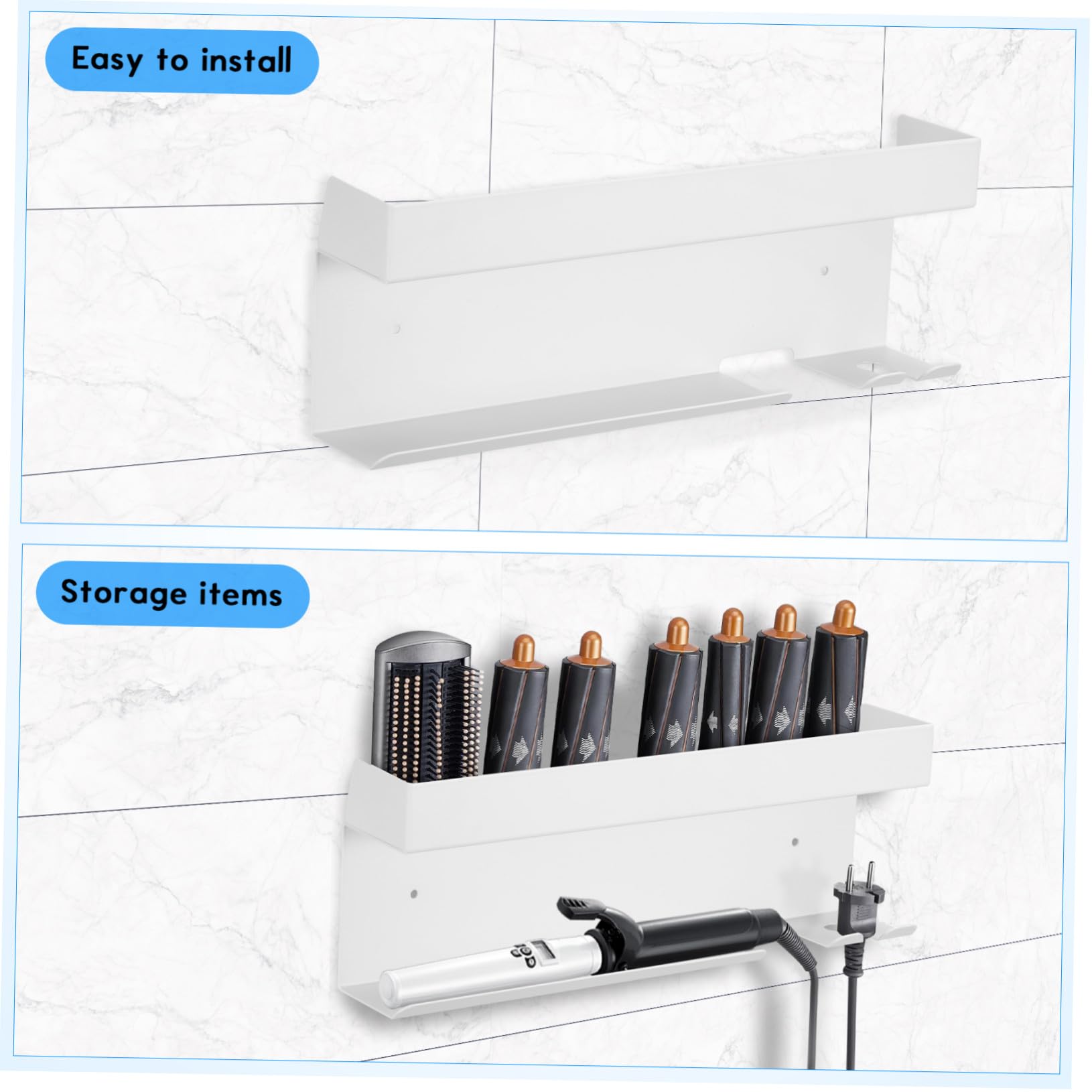 Cabilock Aluminium Haartrocknerhalterung Wand ohne Bohren Haartrockner und Lockenstabhalter Badezimmer Organizer Hitzebeständig Platzsparend