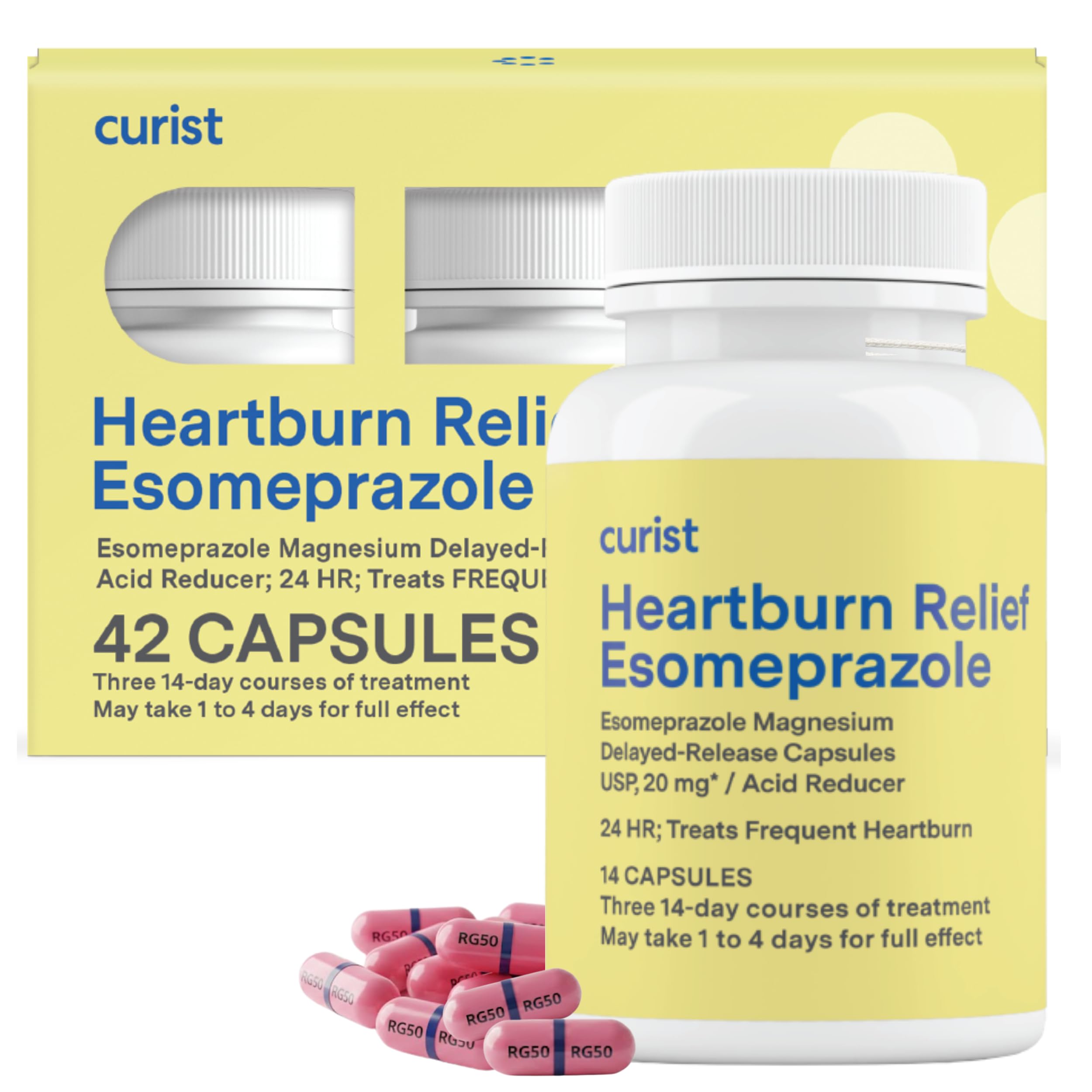 Esomeprazole 20mg Capsules Delayed-Release - Acid Reflux Medicine for Heartburn Relief - 42 Count Capsules - Acid Reflux Relief