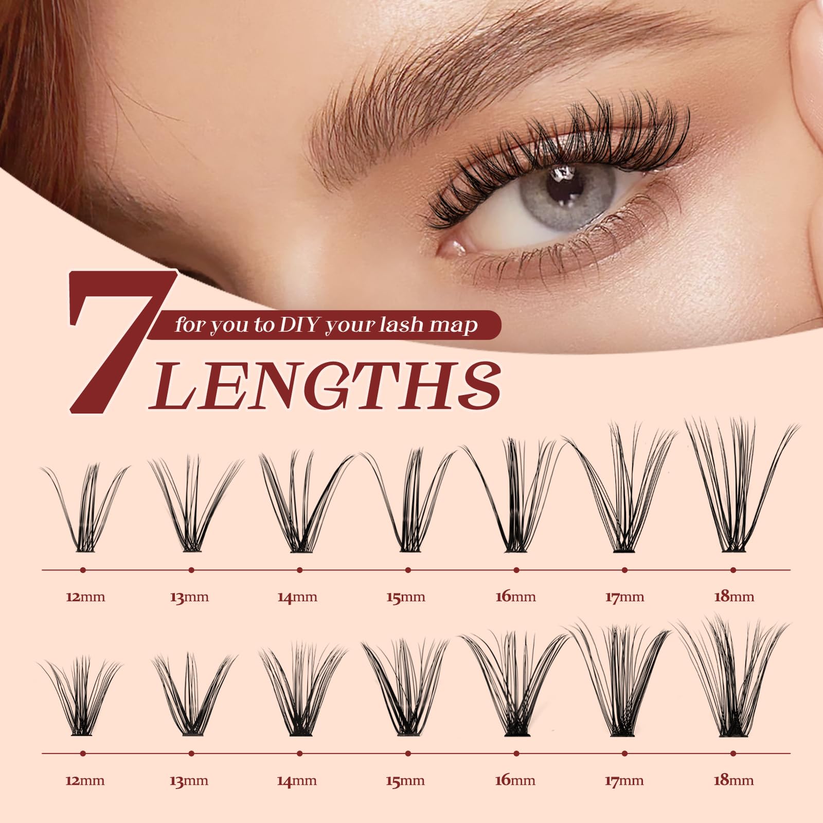 Higu clace 320PCS Lash Clusters D Curl 30D+40D 0.07mm 12-18mm DIY Individual Lashes Cluster Wispy Lash Clusters Matte Black Natural Look DIY Eyelashes at Home (30D+40D-0.07D-12-18MIX) - Image 4