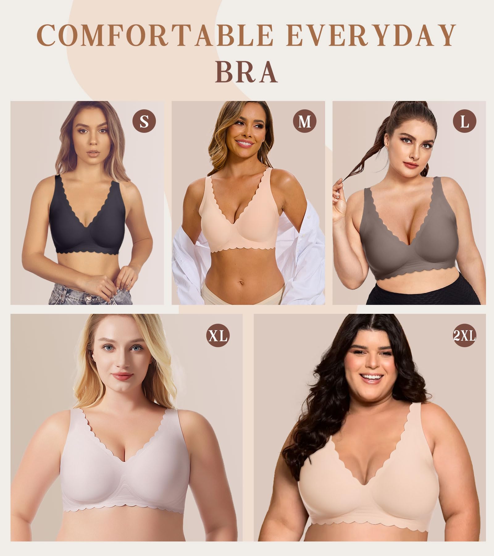 CheChury Biustonosze dla kobiet bezszwowy biustonosz usztywniany bez fiszbin biustonosz push up miękkie wsparcie komfort pełne pokrycie U Back Bralettes Sleep Everyday T Shirt Biustonosz z