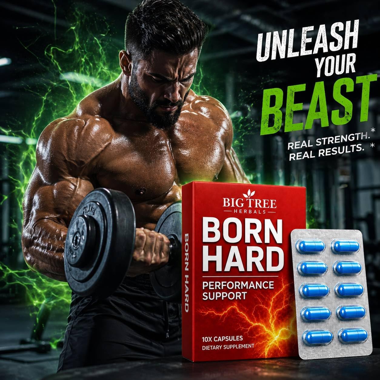 Blended Sports Nutrition Support Supplement for Men - Unleash Your Beast, All Natural Male Energy & Wellness Boost Support - 10 Capsules
