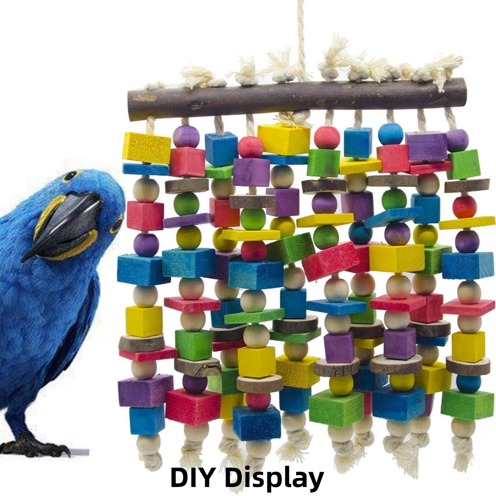 Bird Toys, Wood Wooden Colored 100pcs Parrot Toys, Multicolored Natural Wooden Blocks,African Grey Parrots, Macaws, Cockatoos, Parrot chew Toys - image 4