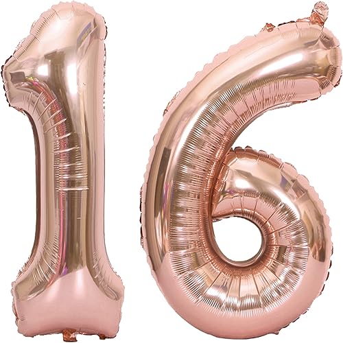 Miniatura 9 de Tellpet Globos de oro rosa con el número 20, decoración de fiesta de cumpleaños número 20, letrero de globo para niñas, 40 pulgadas