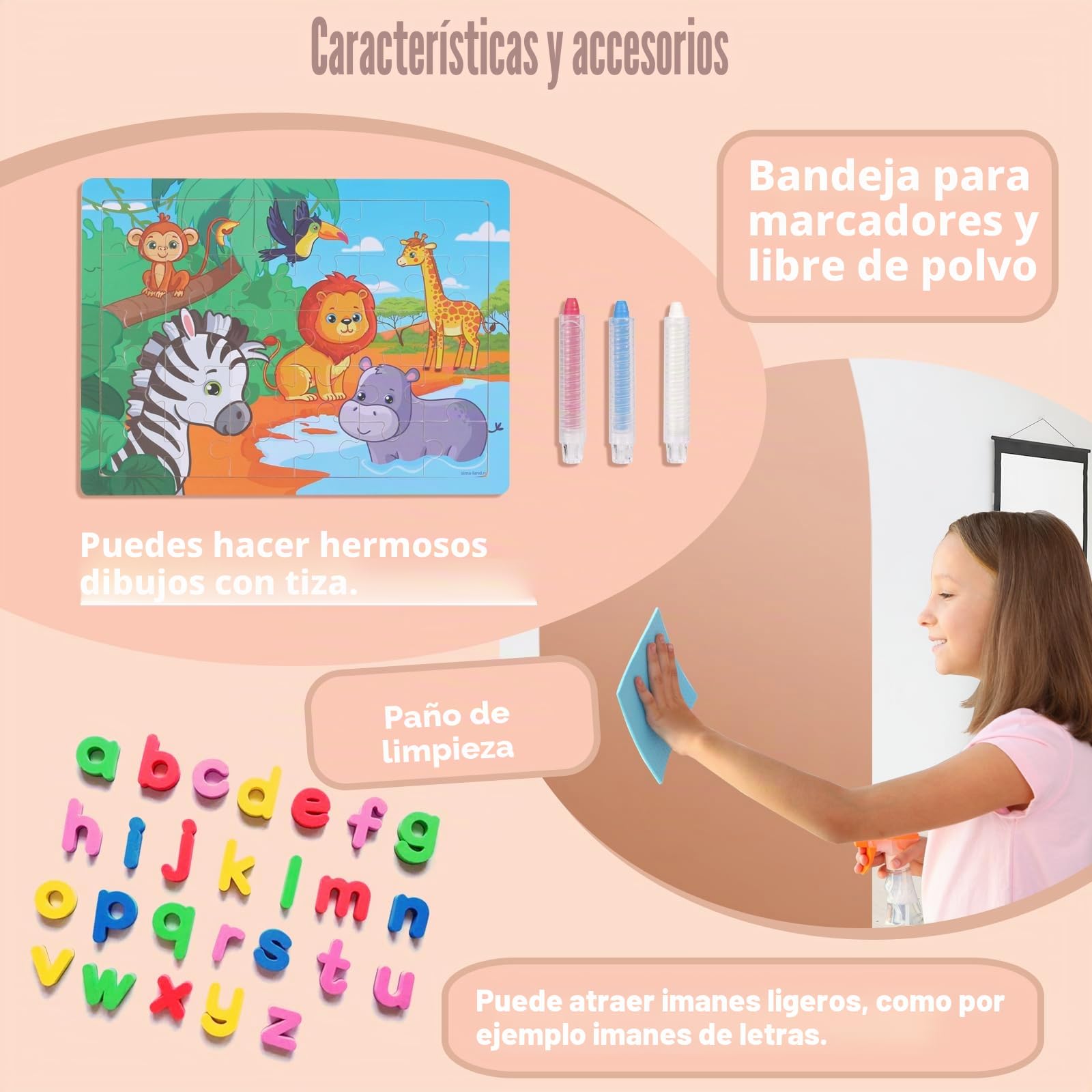 Pizarra Magnética Infantil Pared 80×100 cm, Adhesiva Lamina Imantada Arco, 3 Tizas sin Polvo, 1 Toallita, Ideal para Niños, Escuelas y Oficinas (Leche con Té)