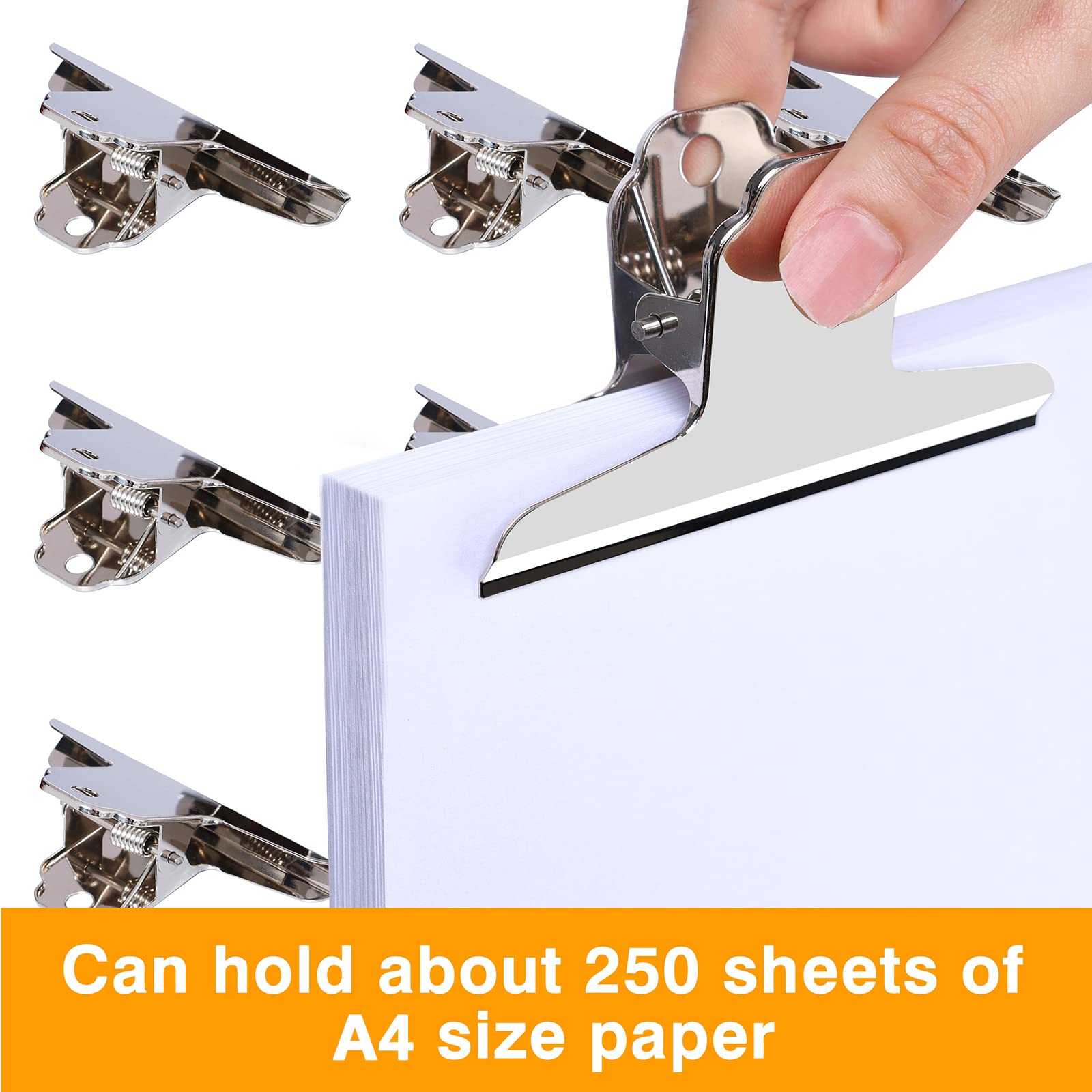 90mm Bulldog Clip Raccoglitore, 10 Pezzi Metallo, 4 Pollici Binder Clip Grandi, Silver per Ufficio Scuola