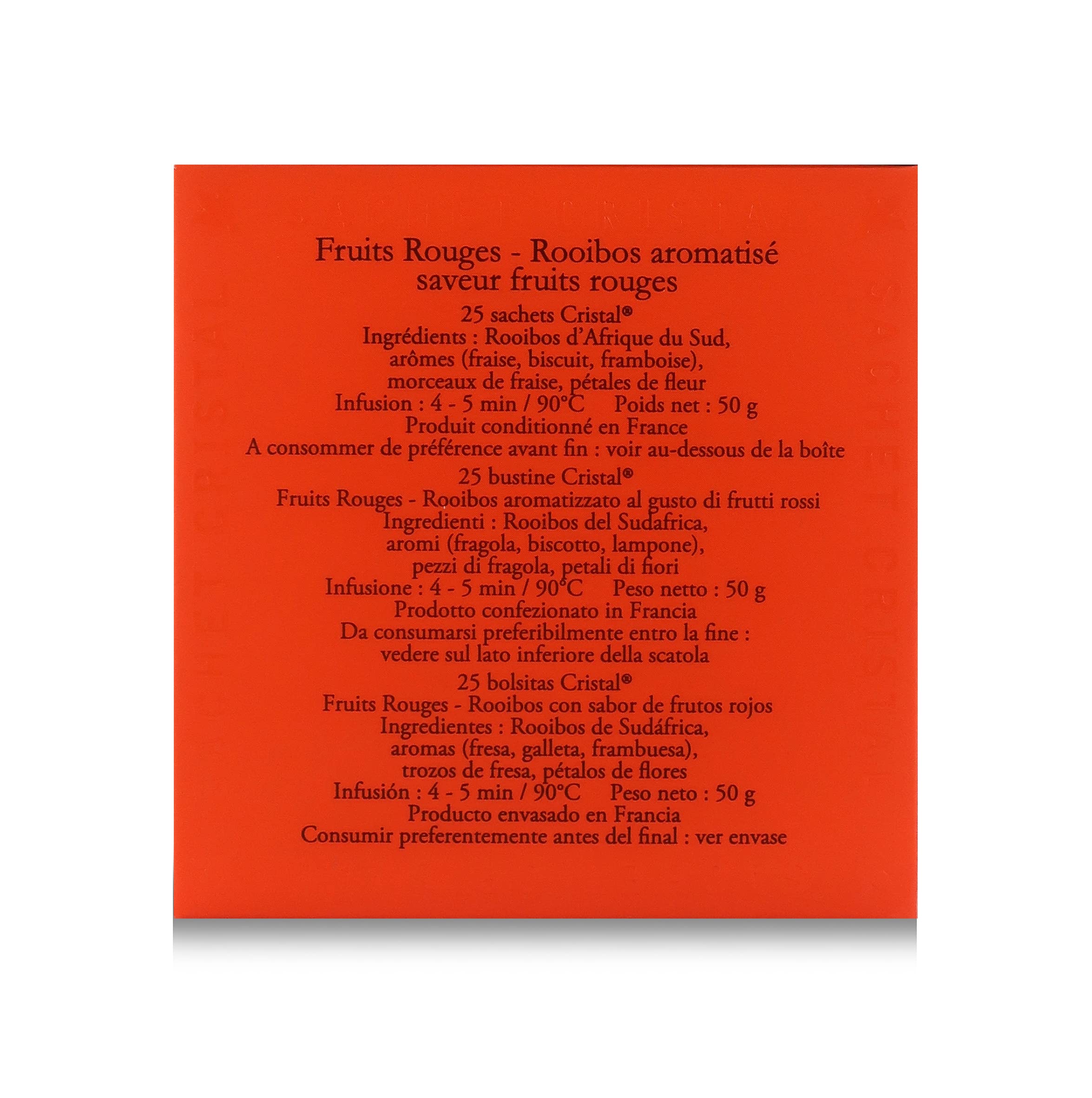 Passerini Dammann Rooibos Fruits Rouges - Té de Rooibos con Frutos Rojos, 25 bolsitas - Dammann Frères