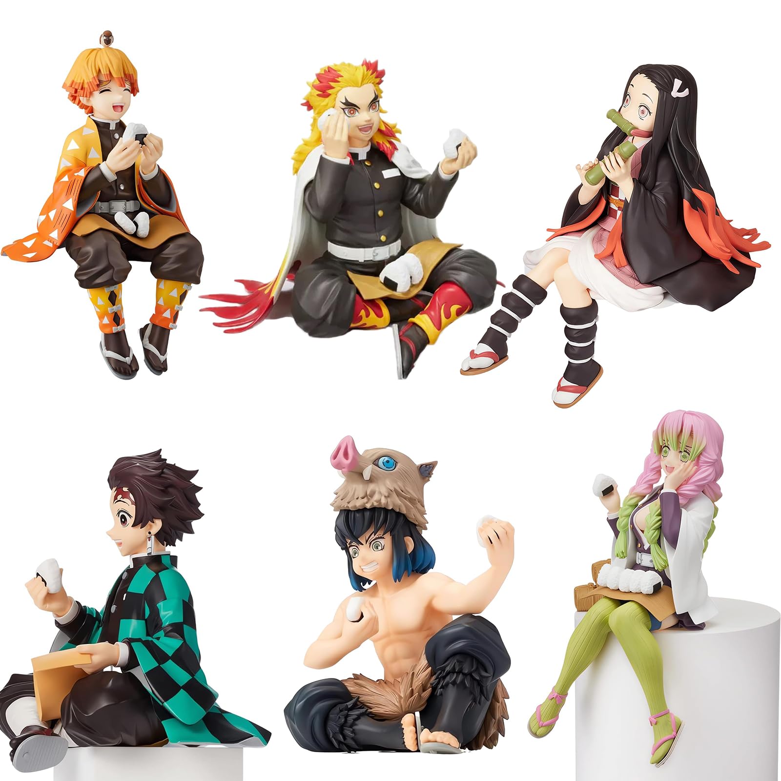 Photo 1 of MLDVQJV 6Pcs Demon Anime Figures Set, Slayer Characters for Anime Fans (Rice Ball)