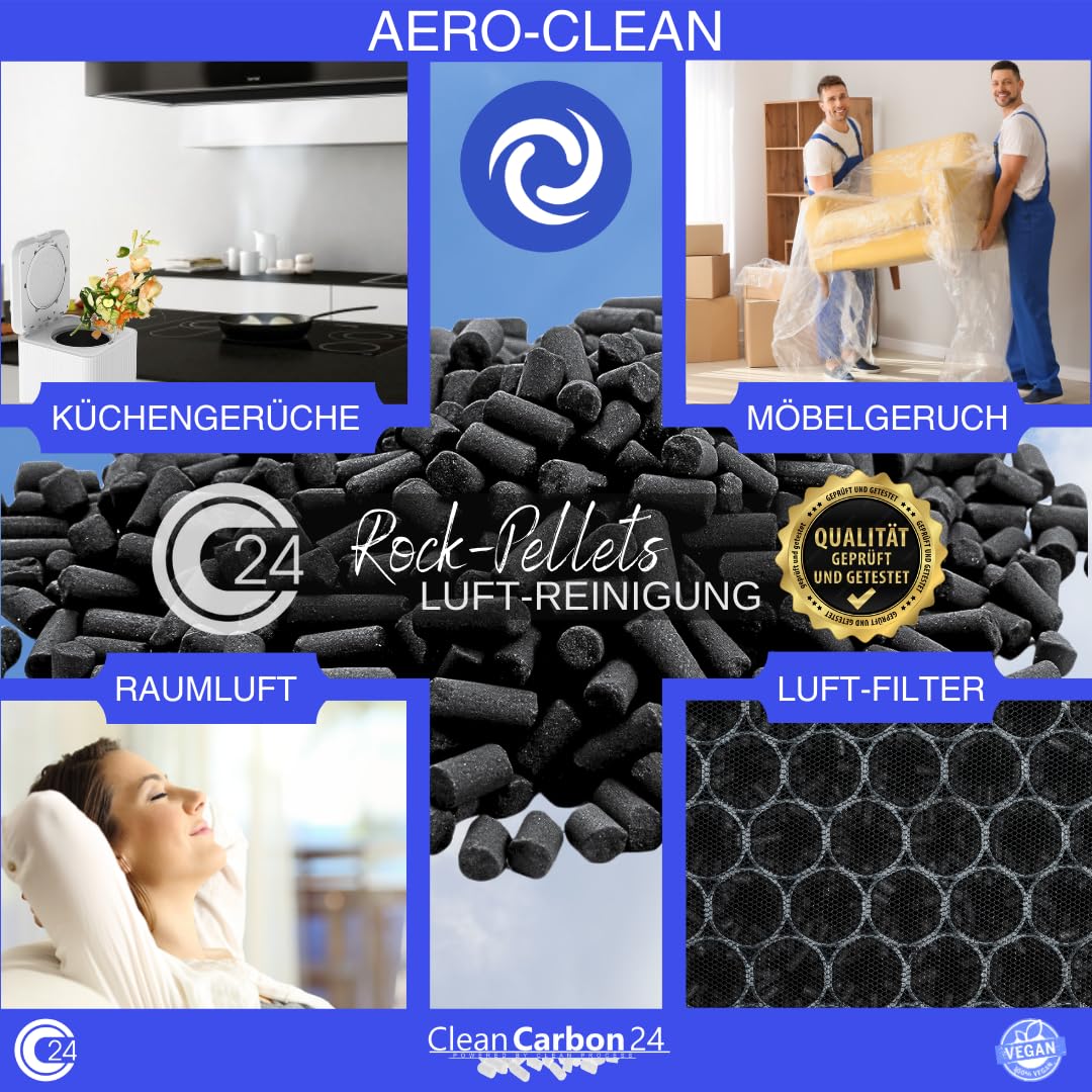 2,5 litri di pellet di carbone attivo Ø4mm, in carbone duro per la purificazione dell'aria [classe di efficienza energetica A]