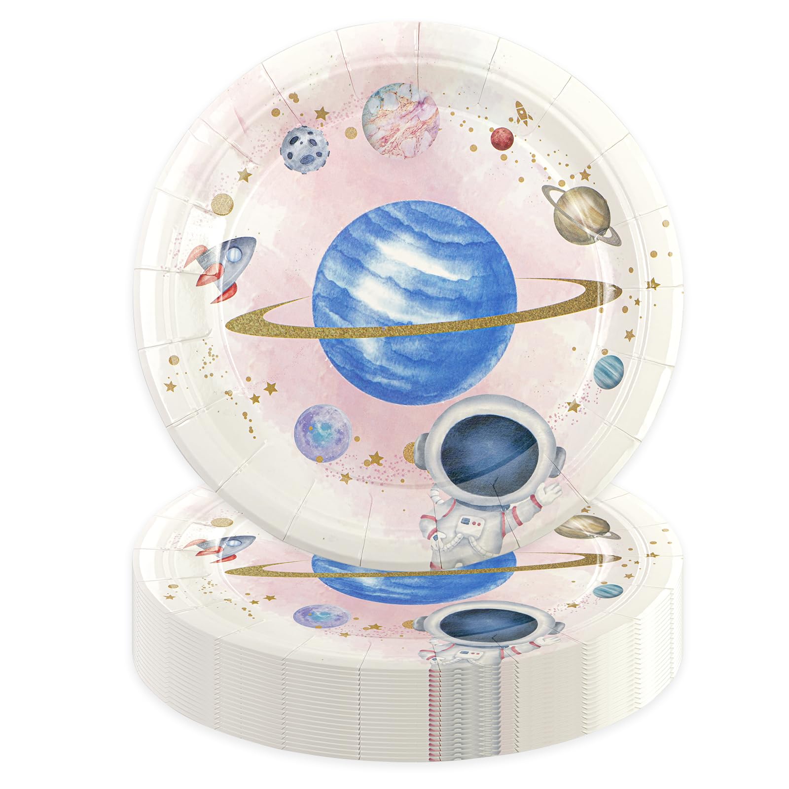 HFBOBP 50PCS Space Themed Paper Plates Party Supplies - tableware | Mubboo