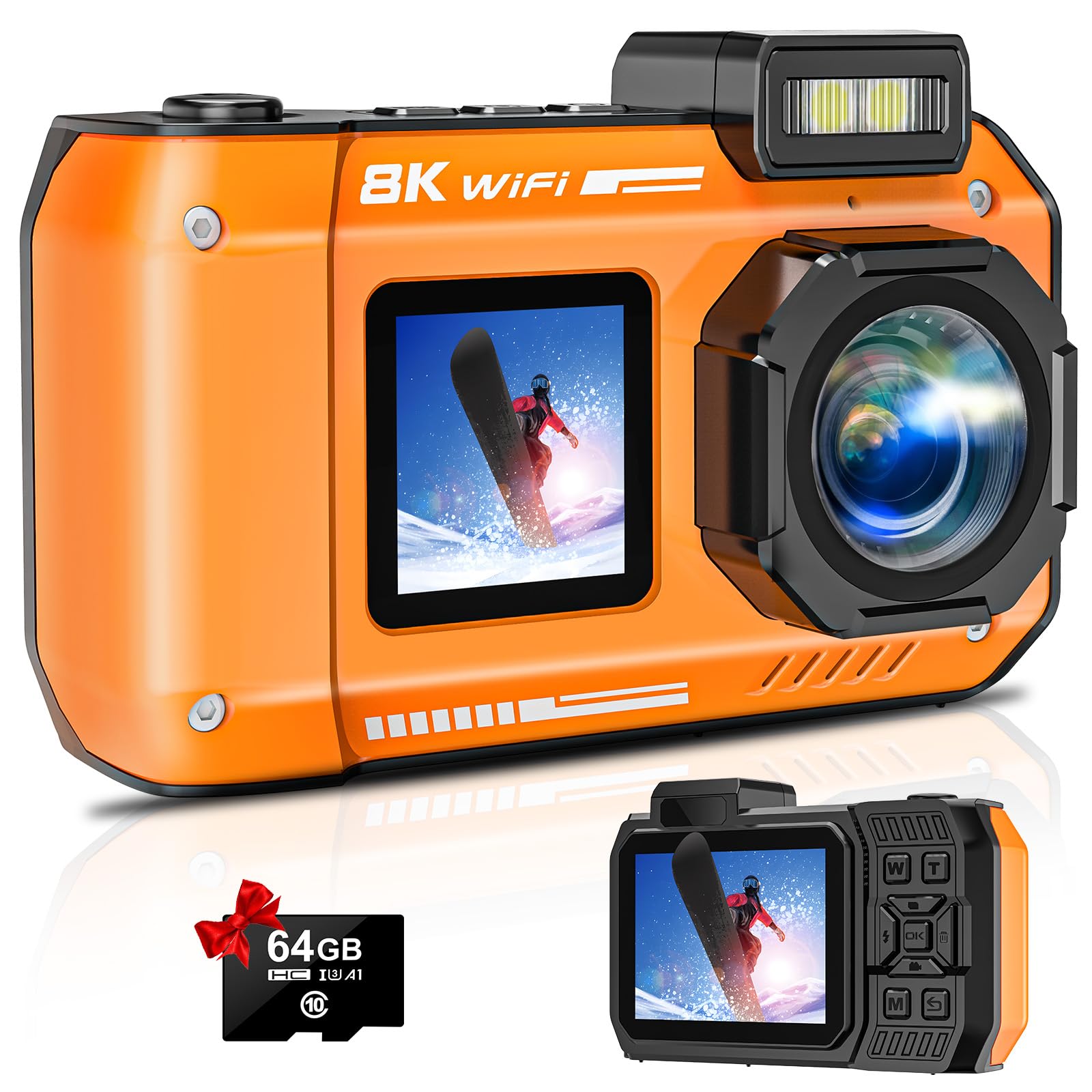 8K Underwater Camera, WiFi 33FT 70MP