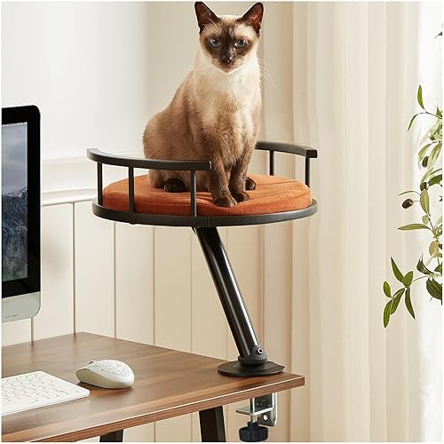 JuoPool Cat Desk Bed - Mounted Cat Bed for Desk, Indoor Elevated Kitten Nest Accessories for Work, Kitten Furniture - Black