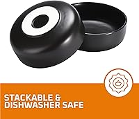 Vista 3 de Bruntmor Ceramic Serving Bowls - Set of 4 Large Cereal Bowls - 28oz Black Salad Bowls - Dishwasher, Oven, and Microwave Safe Soup Bowl - Ceramic