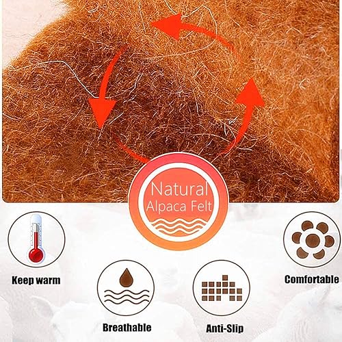 Miniatura 3 de Plantillas de botas cálidas de invierno de fieltro de lana de alpaca suave, inserto de fieltro de lana natural para hombres y mujeres, Marrón claro