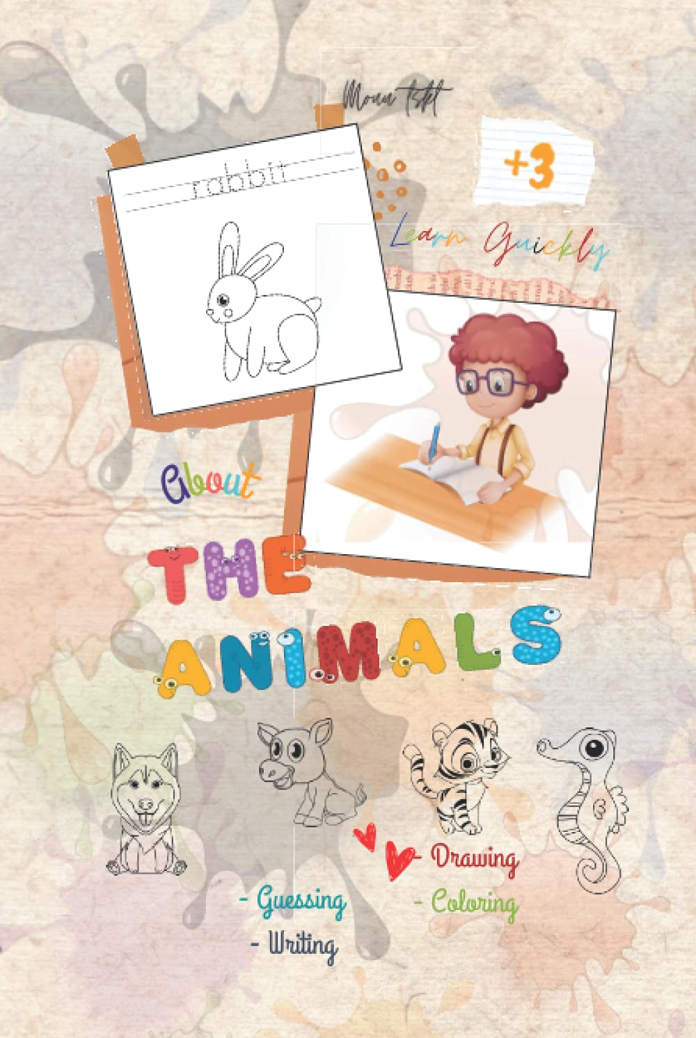 Livre animaux cahier écriture dessin coloriage enfant 100 pages