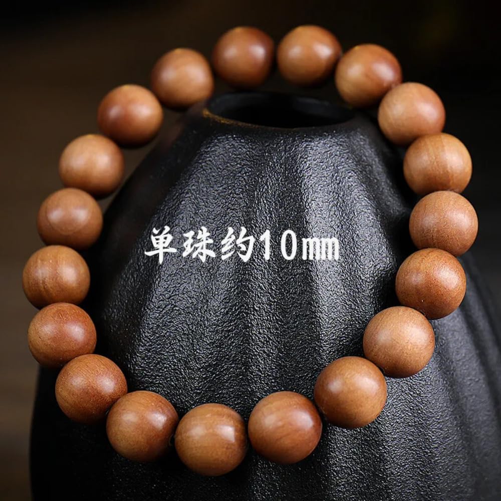 Braccialetto con perline di Buddha in legno di sandalo, 10 mm, con nome intagliato naturale, senza pietre preziose