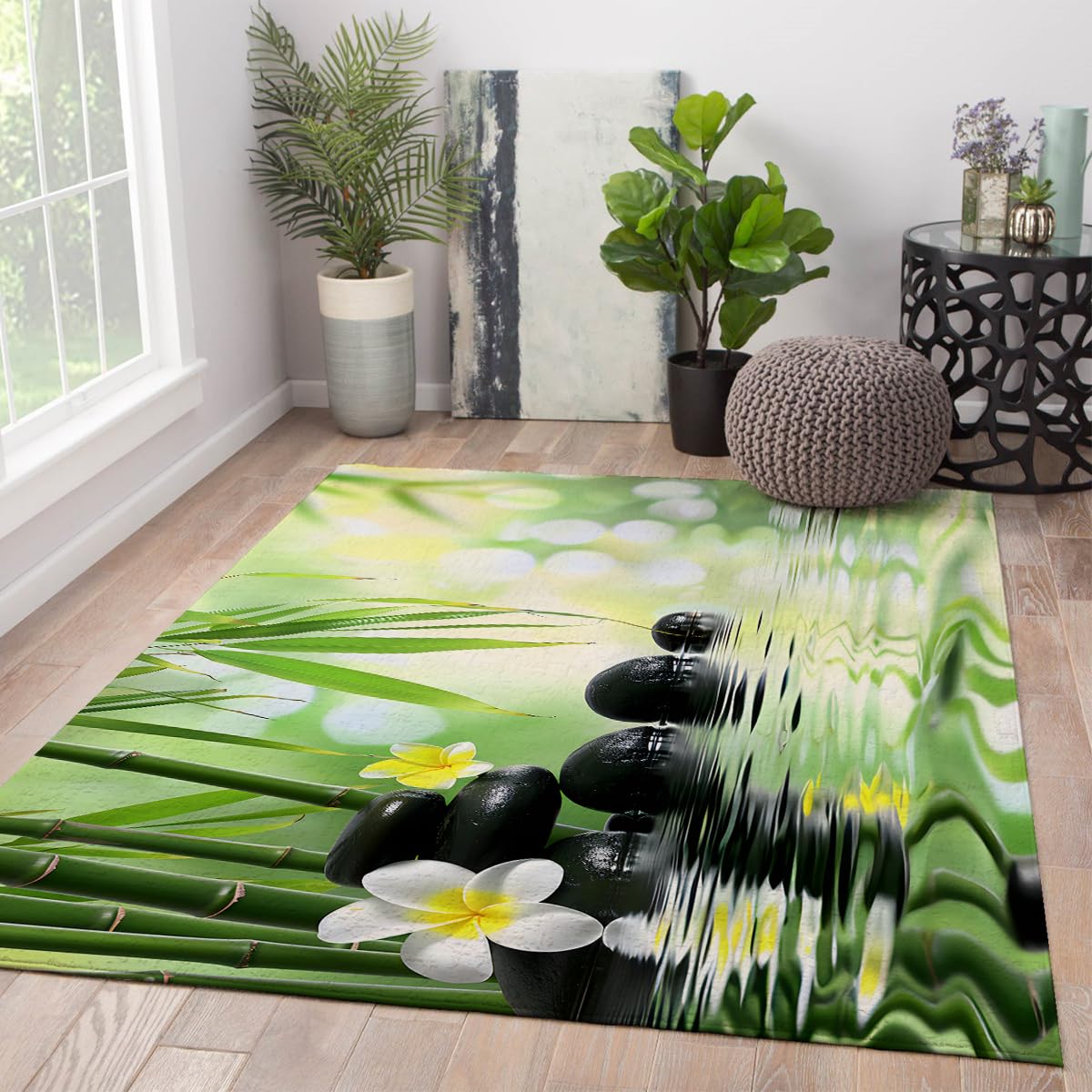 Cichy dywan bambusowy 60x120cm kamienny lekki antypoślizgowy dywan scena wodna design do salonu sypialni dekoracja domu przód sofa korytarz salon