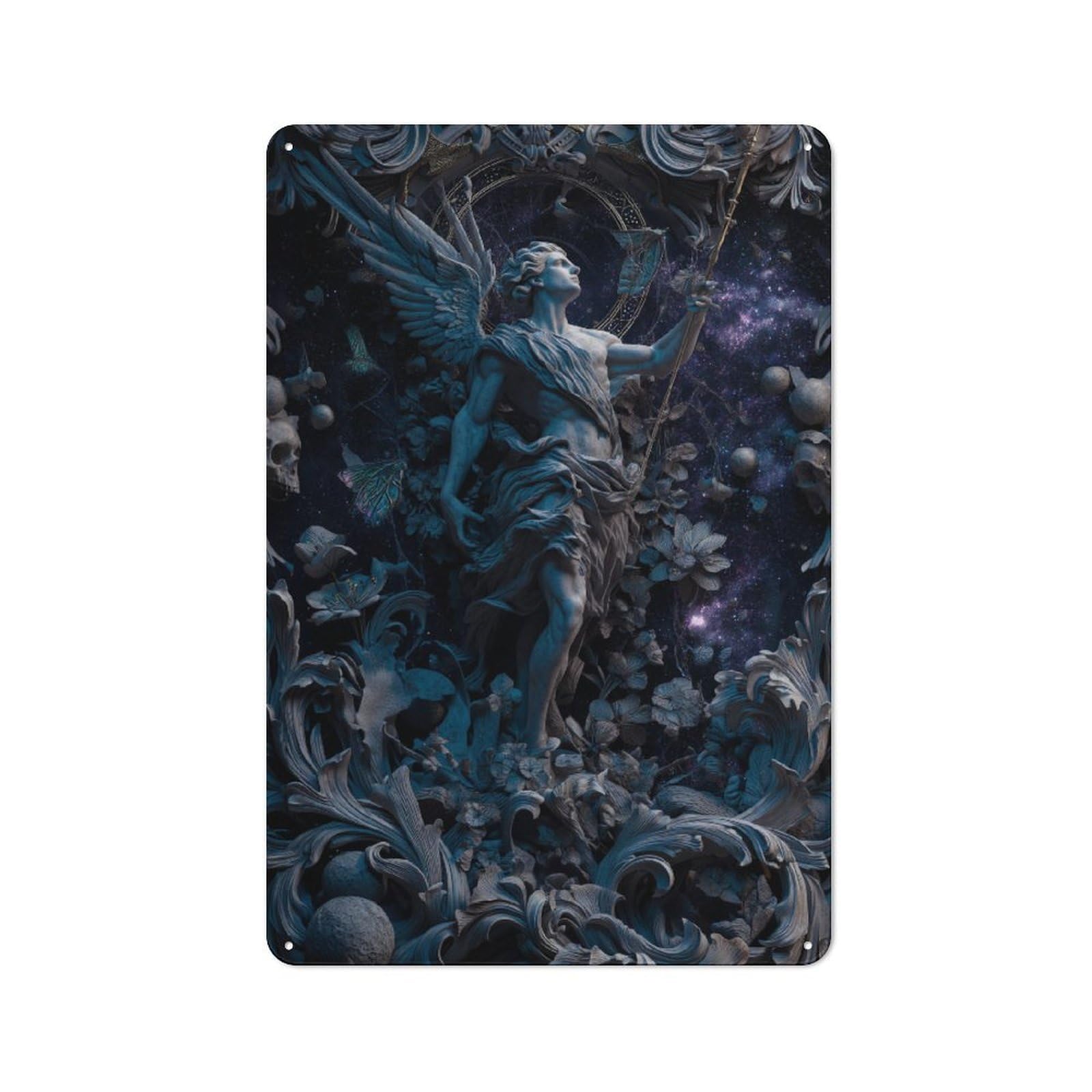 Junmoney Enchanted Celestial Statue Tin Wall Plaque 30X20cm With For Dining Room Or Kitchen, Winter Wall Decor For Dining Room Decor Fans