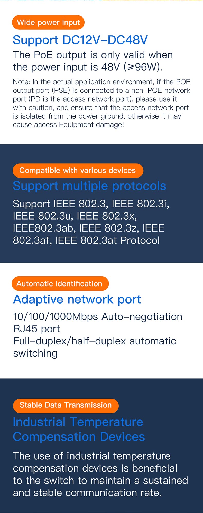 VONETS PoE Gigabit Ethernet Réseau Switch RJ45 Splitter Extender 10/100/1000M 3PoE +1 SFP+1 Liaison montante 5 ports Métal Universel