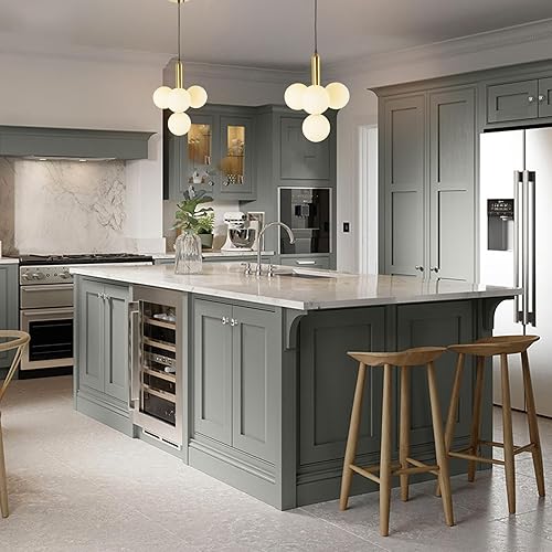 Miniatura 6 de BAODEN Lámpara colgante de globo moderno de 4 luces lámpara de araña de mediados de siglo con bombilla G9 acabado de latón cepillado con globo