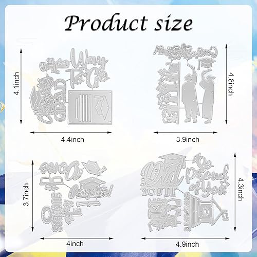 Miniatura 2 de Whaline 16 diseños de troqueles de metal para graduación, felicitaciones, troqueles de graduación, plantillas de estampado de celebración,