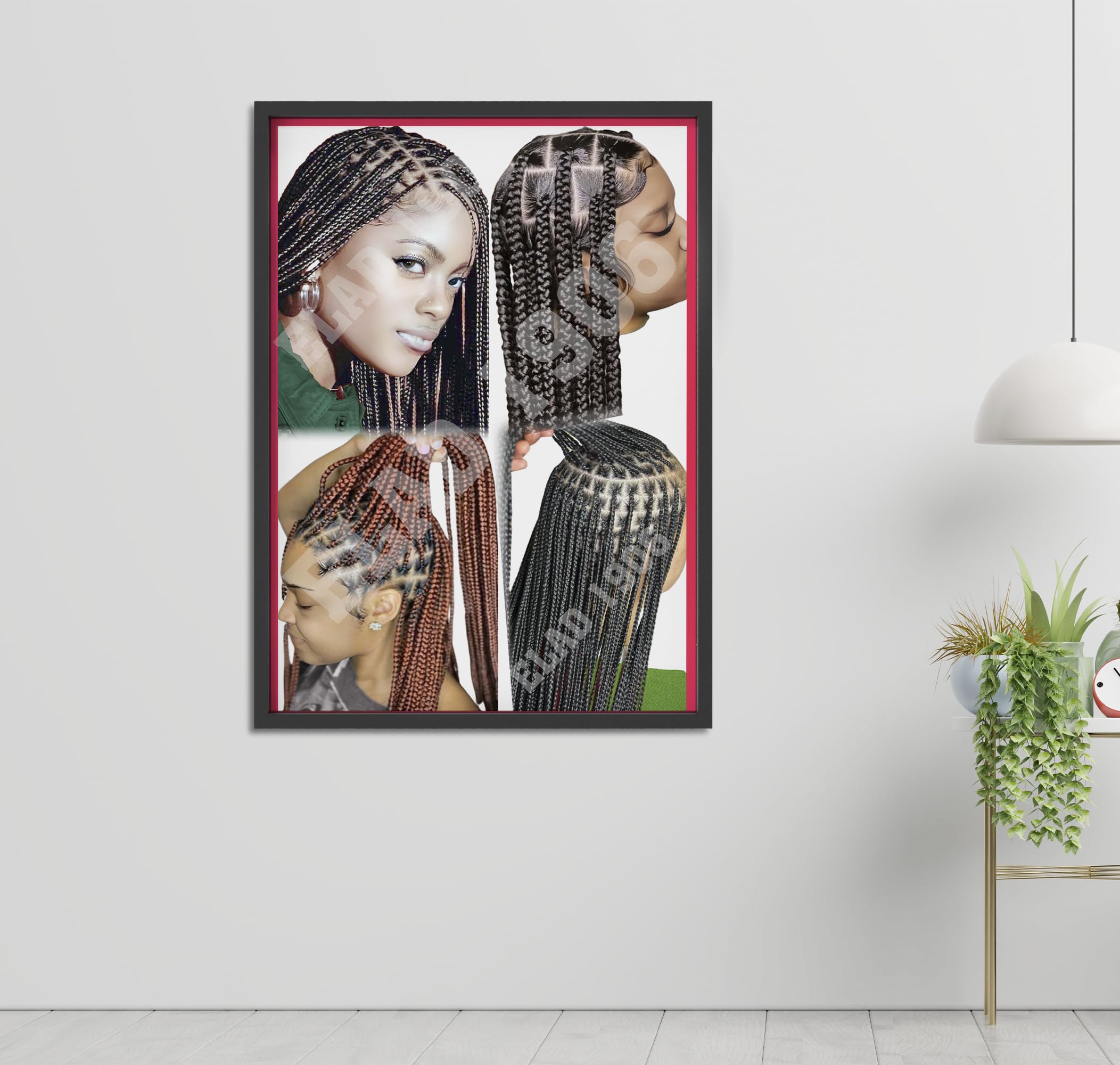 ELAD1906 - Póster de vinilo brillante para tienda de trenzas, póster africano para trenzar el cabello, llamativo expositor de ventana, duradero y resistente a desgarros, no cambia de color bajo la luz