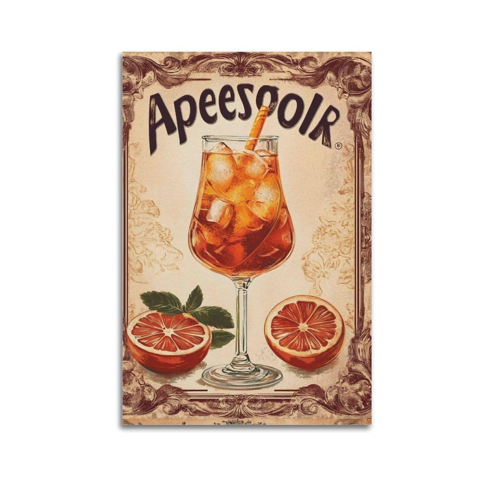 JUWRHRHHRH Aperol Spritz Poster Canvas Aesthetic Wall Art Painting Decor for Living Room Bed Room 20x30inch(50x75cm) Unframe-style