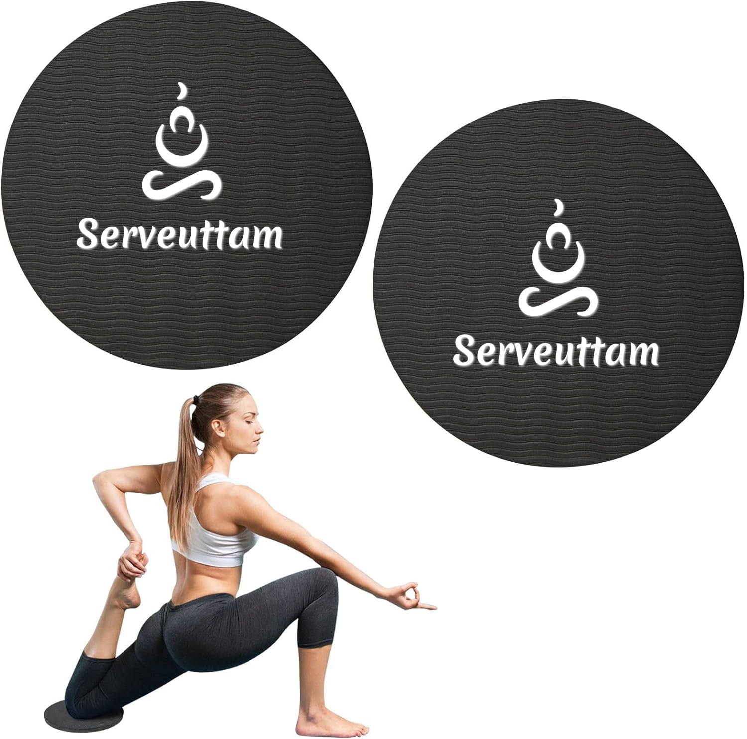 Serveuttam Yoga Cushion Knee Pad - 10 mm Thick EVA Made Yoga Knee Elbow Pad | Extra Thick Exeriser Knee Pad | Elimiate Knee Injurty Exerciser Mat Knee Pads (Pack of 2 black)