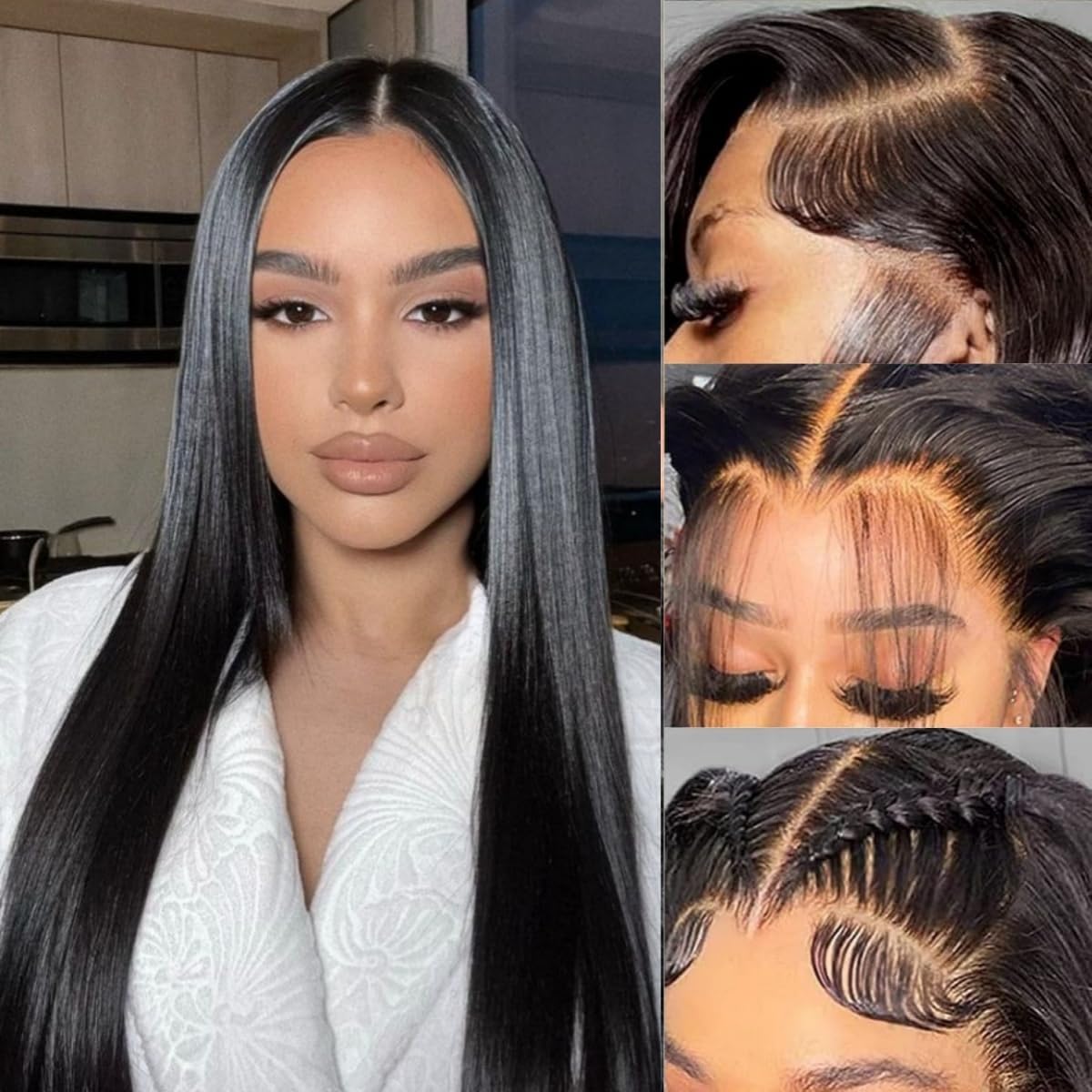 LICHANG 200 Density 13x4 Lace Front Wigs Human Hair Straight Glueless Pre Plucked for Women 26 Inch