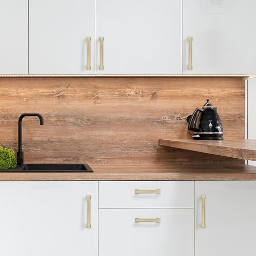 Miniatura 4 de COTYKILEY Paquete de 6 tiradores de latón cepillado envejecido de 7.5 pulgadas (7.559 in) de latón vintage para gabinetes de cocina, manijas de