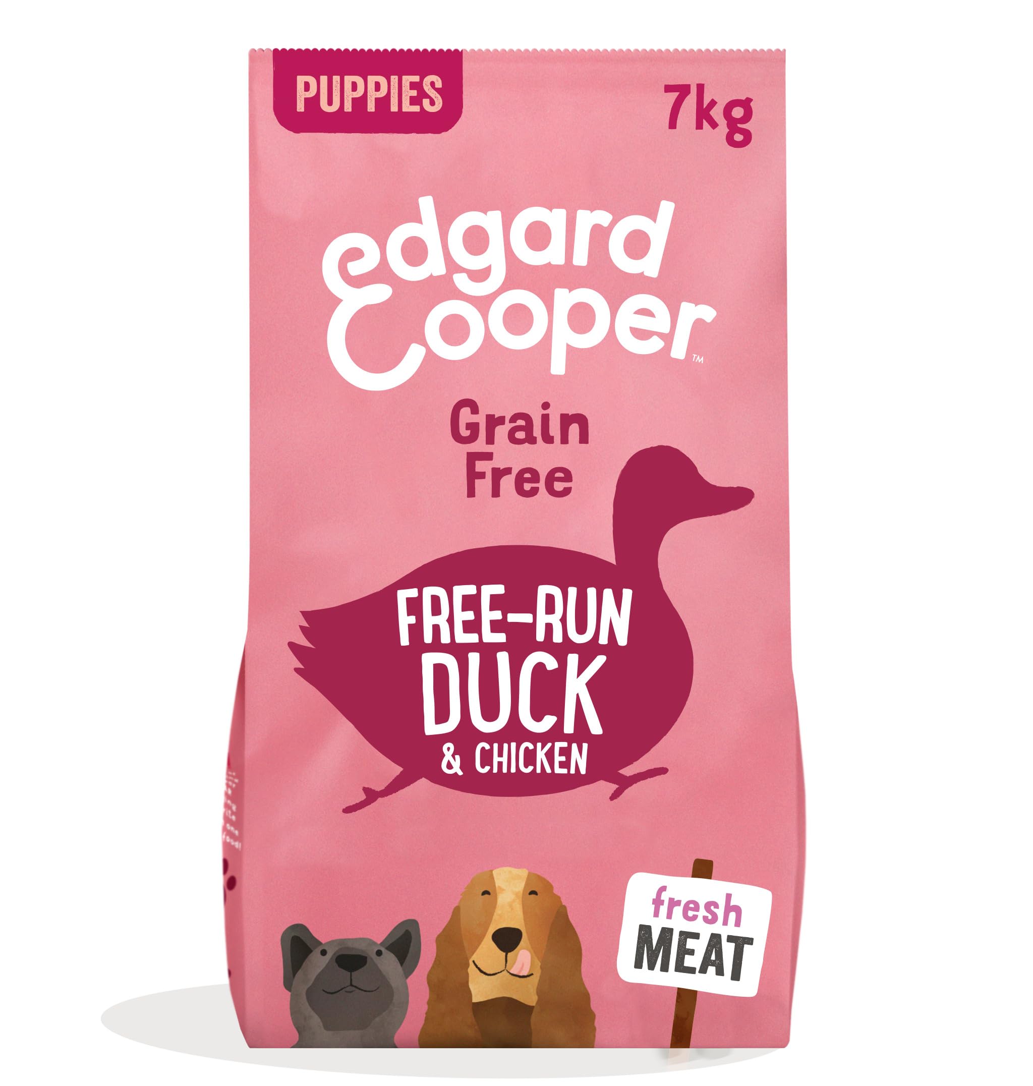 Edgard & Cooper Crochette Cani, Cuccioli, (Anatra/Pollo, 7kg), croccantini cane, carne fresca e ingredienti naturali, senza cereali, ipoallergenico, senza zuccheri aggiunti