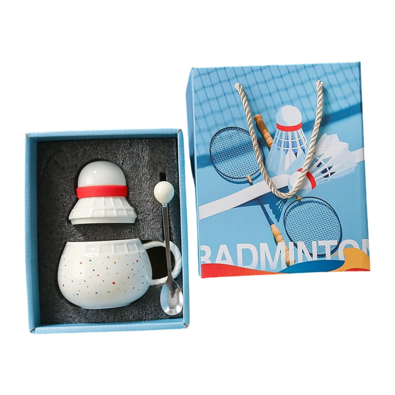 Tsophreniq Artistic Badminton Shaped Ceramic Drinkware 370ml Elegant Presentation for Gifting Ceramic Mug