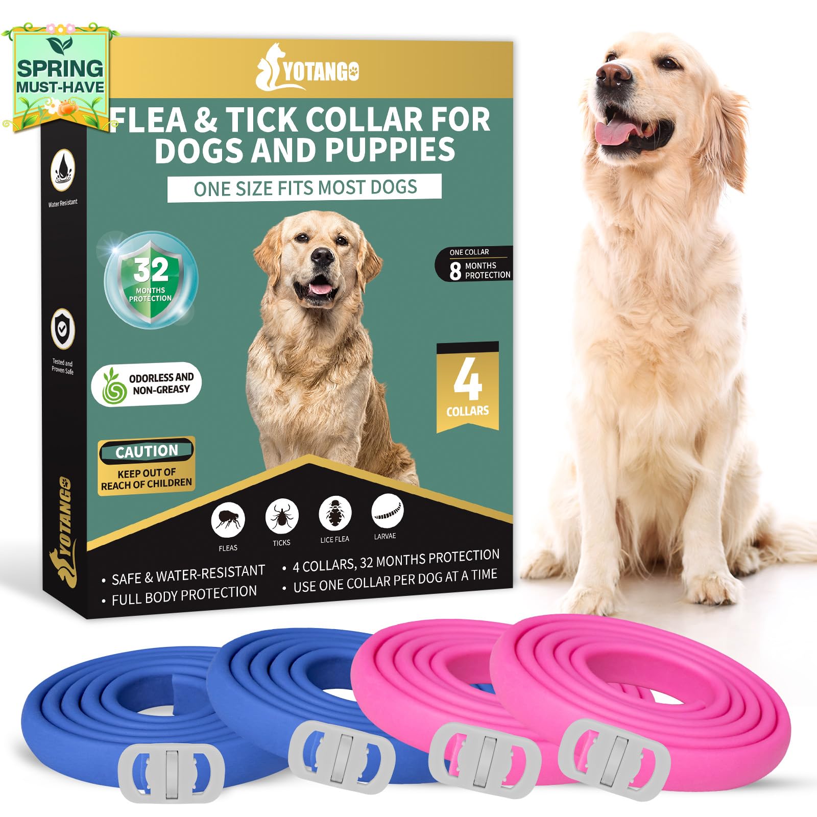 YOTANGO 4 Pack Dog Flea Collar