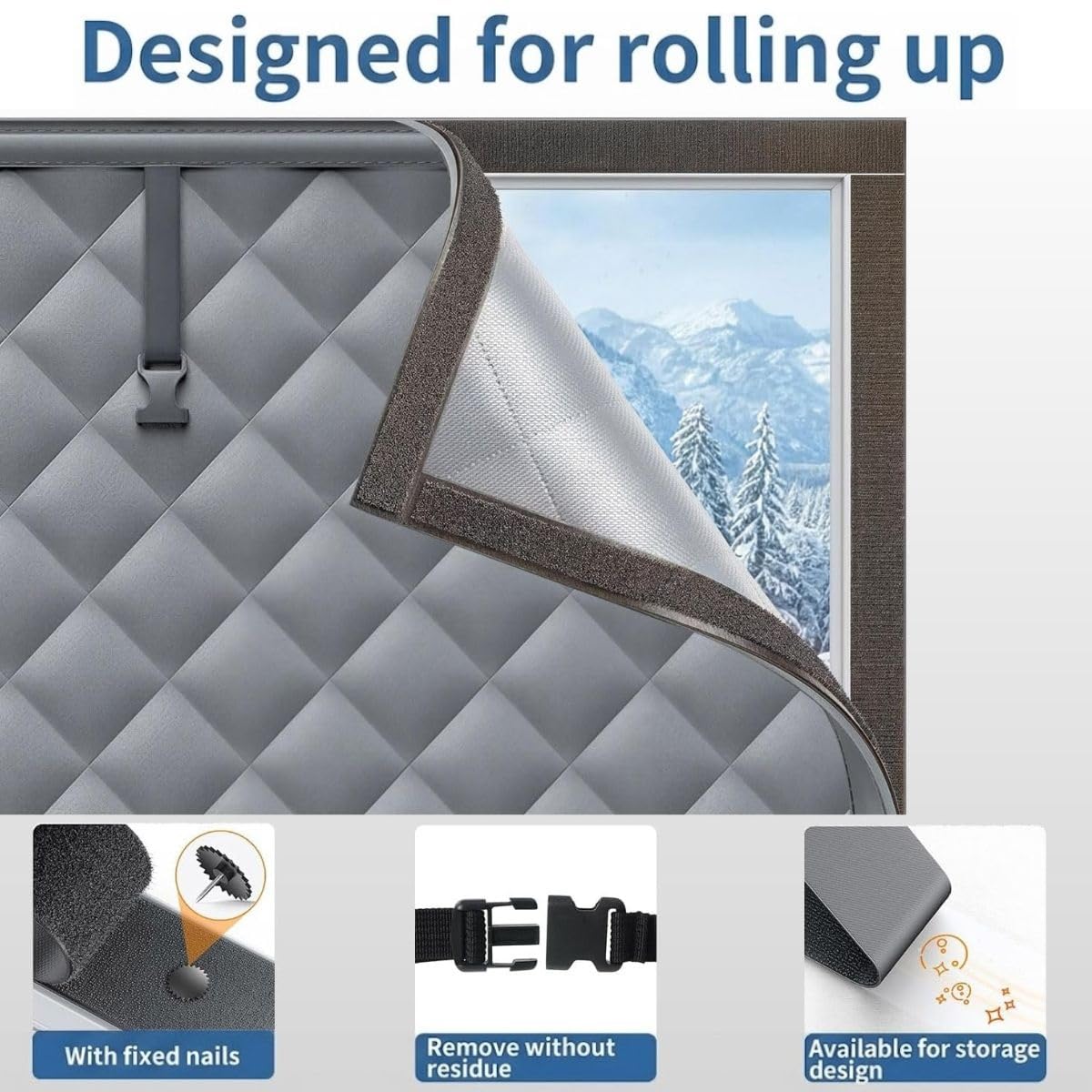 50x50-300x220cm Isolant Thermique Fenêtre, Rideau Thermique Anti Froid