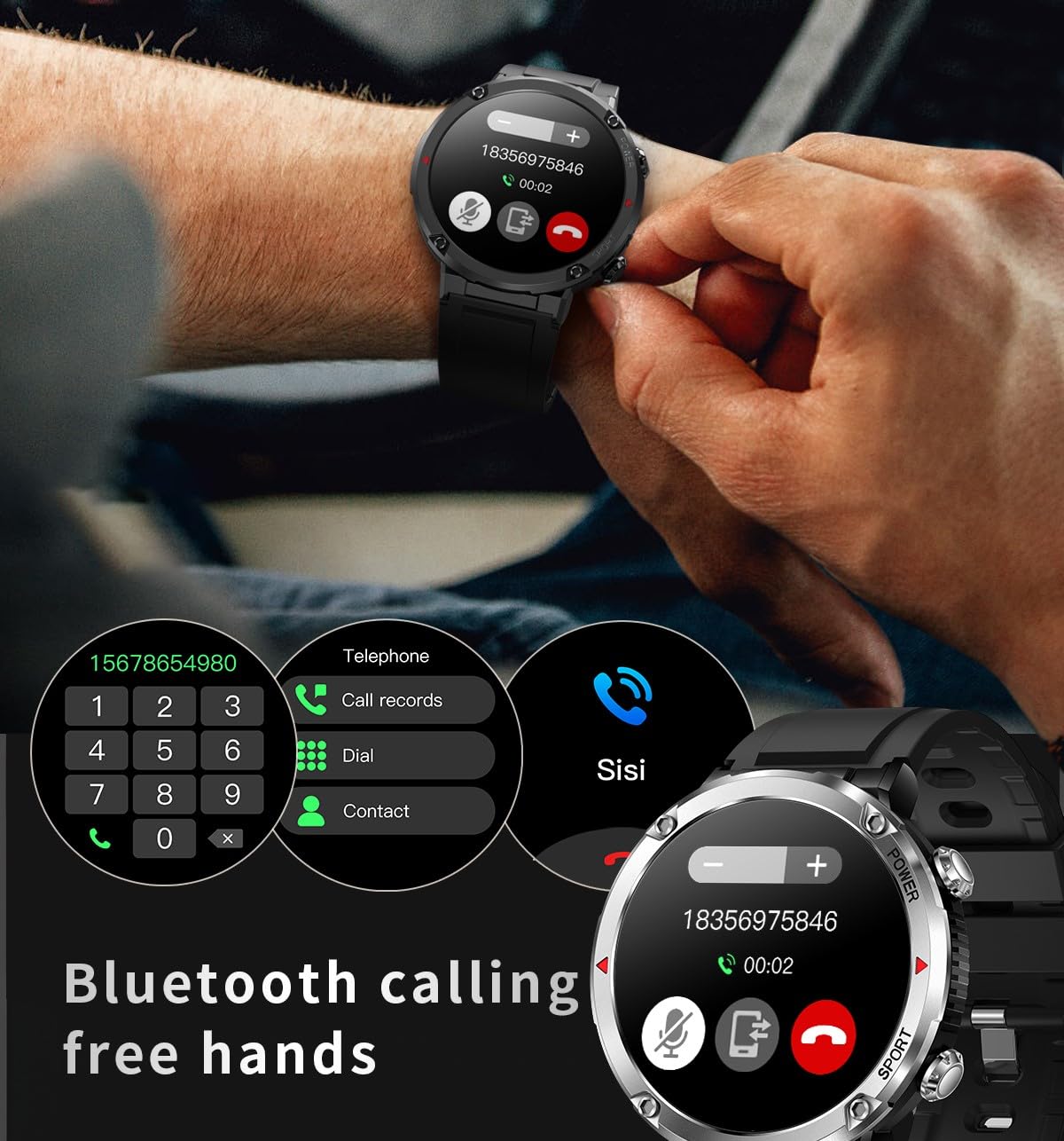 Smartwatch T30 z Słuchawkami Bluetooth F9 – Zegarek Męski z Rozmowami, Tętno, Ciśnienie, Saturacja, Sport, Muzyka, IP68, Bateria 600mAh, Ekran HD 1.6", PL Menu