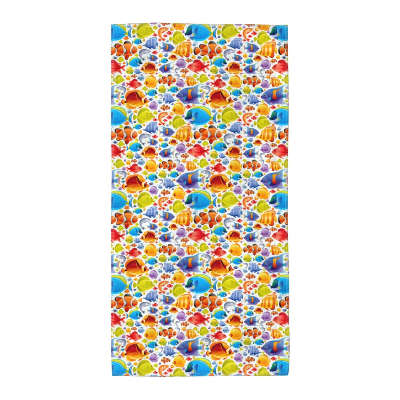 SDEGTHO Cartoon Fish Fashion Printed Bath Towel High Water Absorption For Hiking Trip