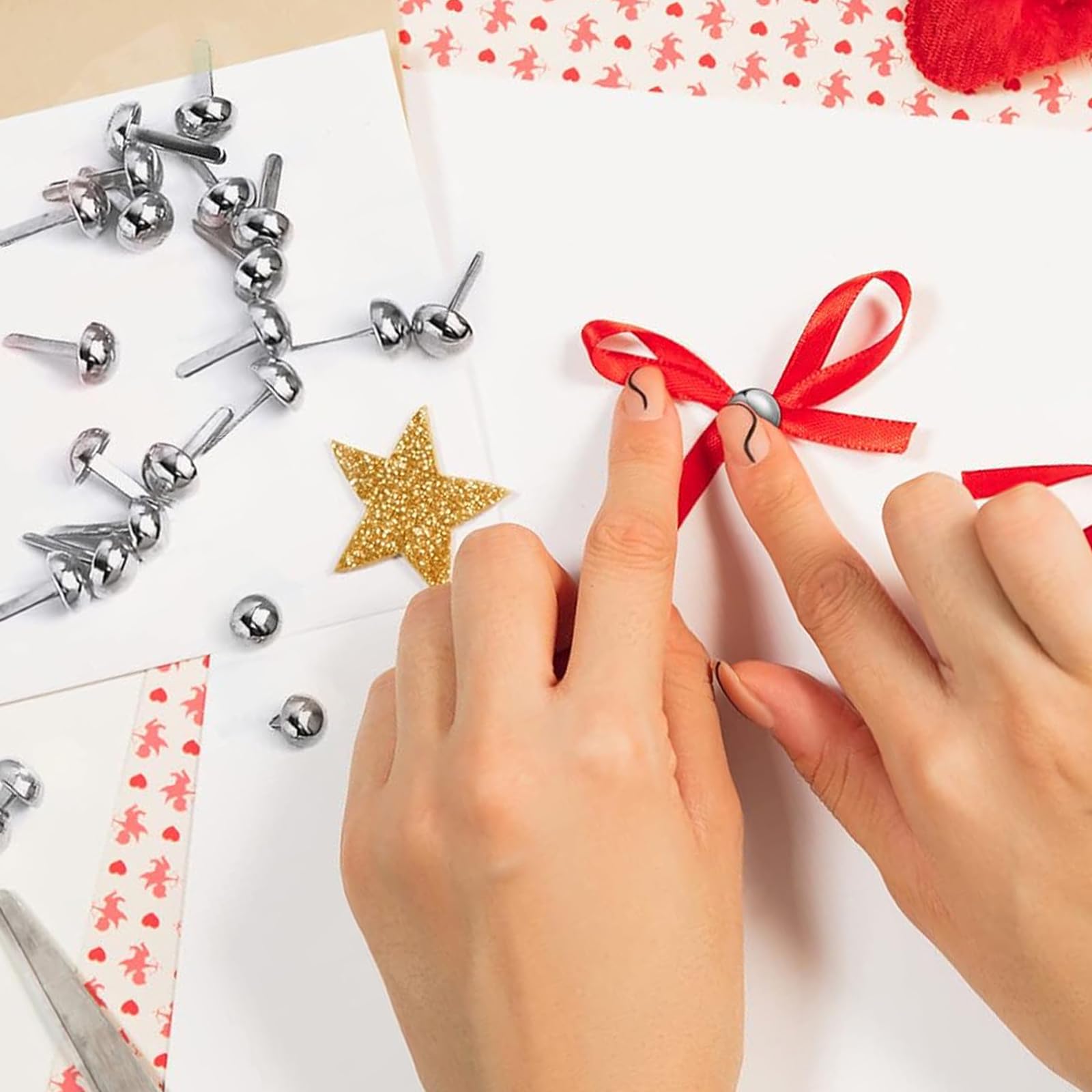 Fermacampioni Metallo 8 mm Tondi 300 Pezzi Oro e Argento Clip a Testa Tonda per Scrapbooking