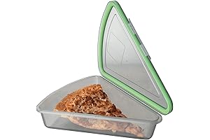 Reusable Pizza Slice Storage Container with Green Lid