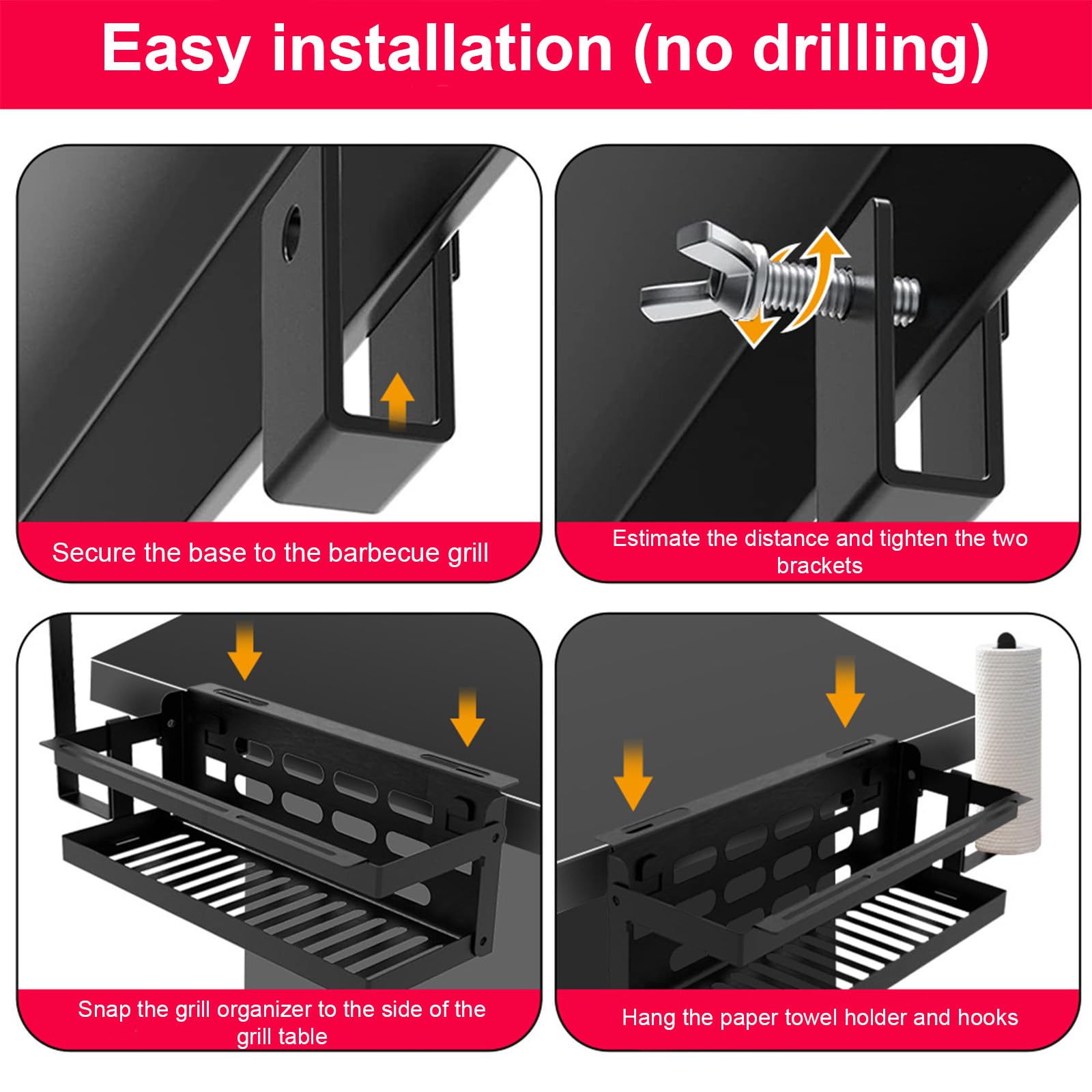 Generico Organizer für Grill, Behälter für Grill, Grillutensilien, für Schaufeln, Handtücher, Gewürze, Utensilien, Ölflaschen und Spatel für den Außenbereich