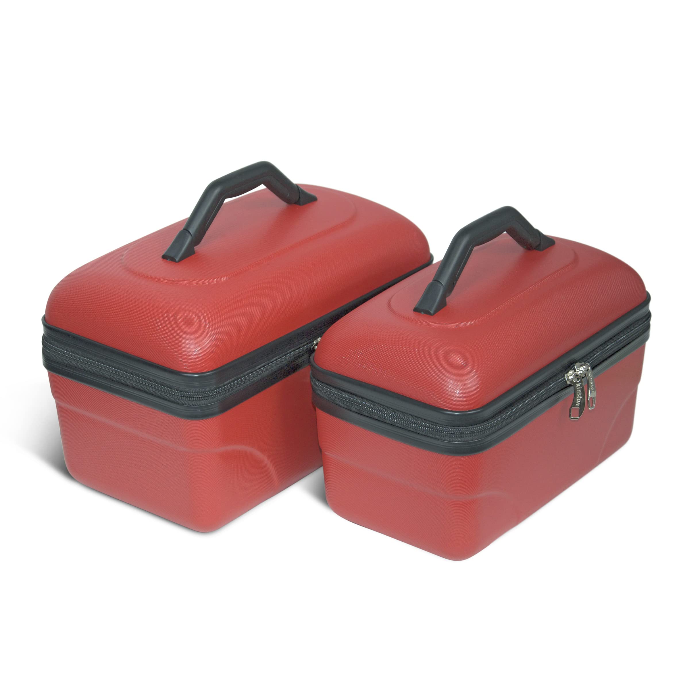 KINSTON Set de 2 Vanity Trousse de Toilette Voyage Cosmétiques, Rigide avec Poignée, Organisateur de Voyage, Boîte de Rangement - Grande capacité (Rouge)