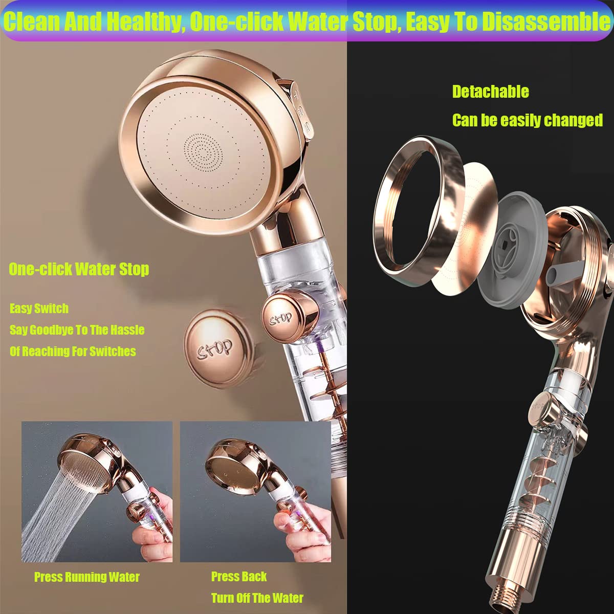 ターボチャージャー付きハンドヘルドシャワーヘッド Amazon.co.jp: シャワーヘッド、ハンドヘルド 取り外し可能 シャワー